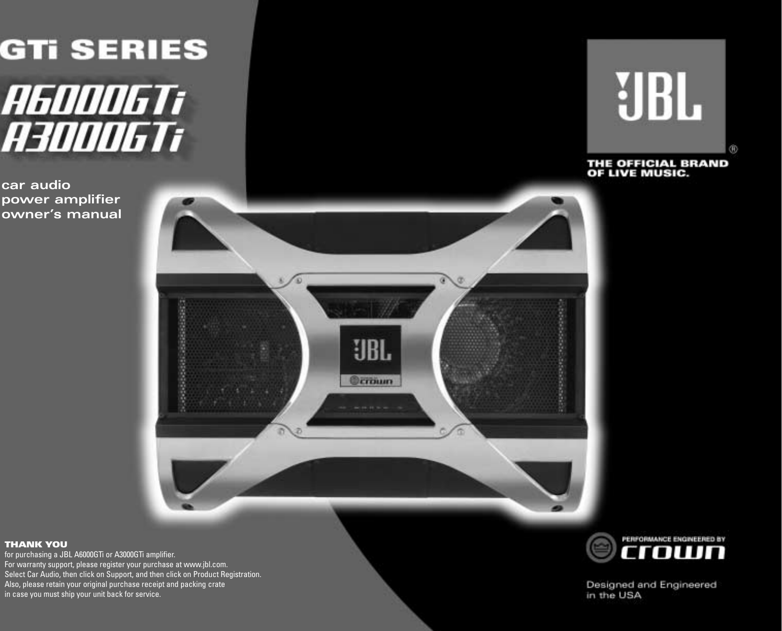 Page 1 of 12 - Jbl Jbl-Jbl-Car-Amplifier-A3000Gti-Users-Manual- 20377_A6000_GTi Amp_Eng  Jbl-jbl-car-amplifier-a3000gti-users-manual