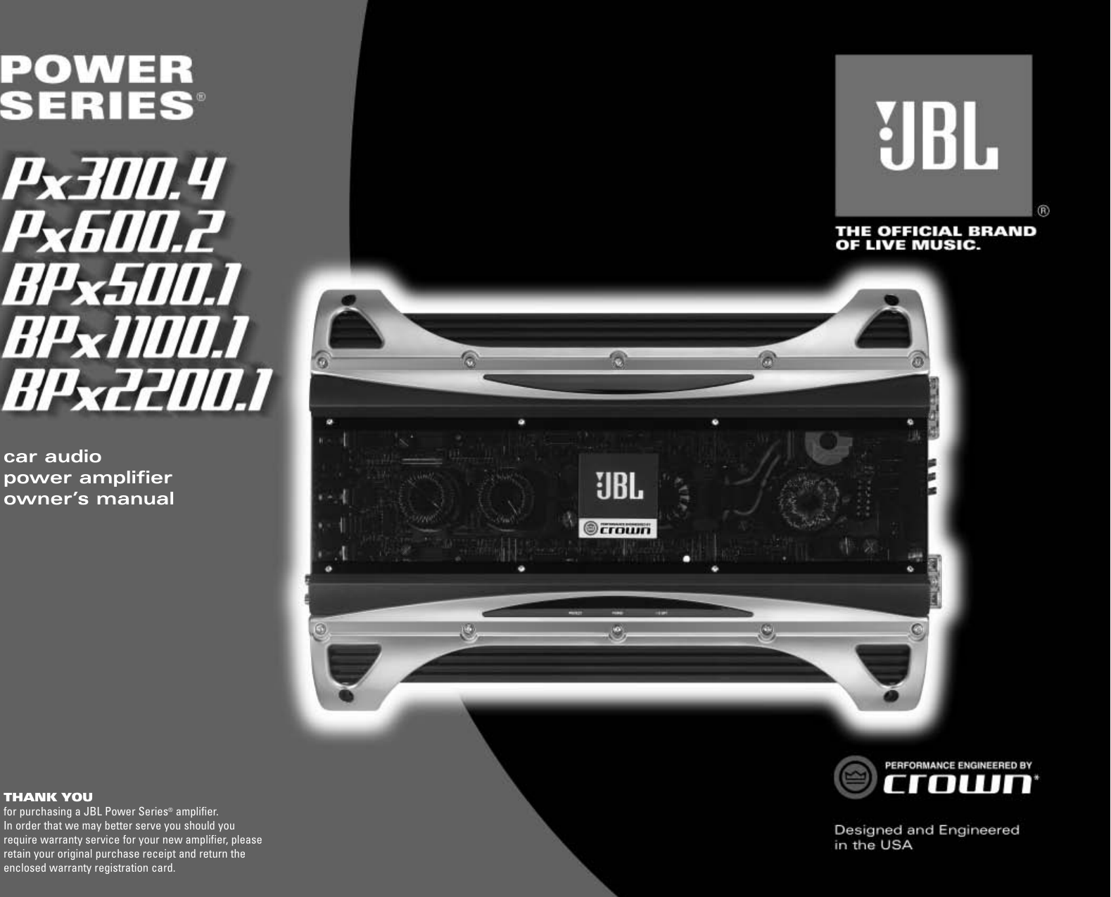 Page 1 of 8 - Jbl Jbl-Power-Series-Bpx1100-1-Users-Manual- Power Series Amp OM  Jbl-power-series-bpx1100-1-users-manual