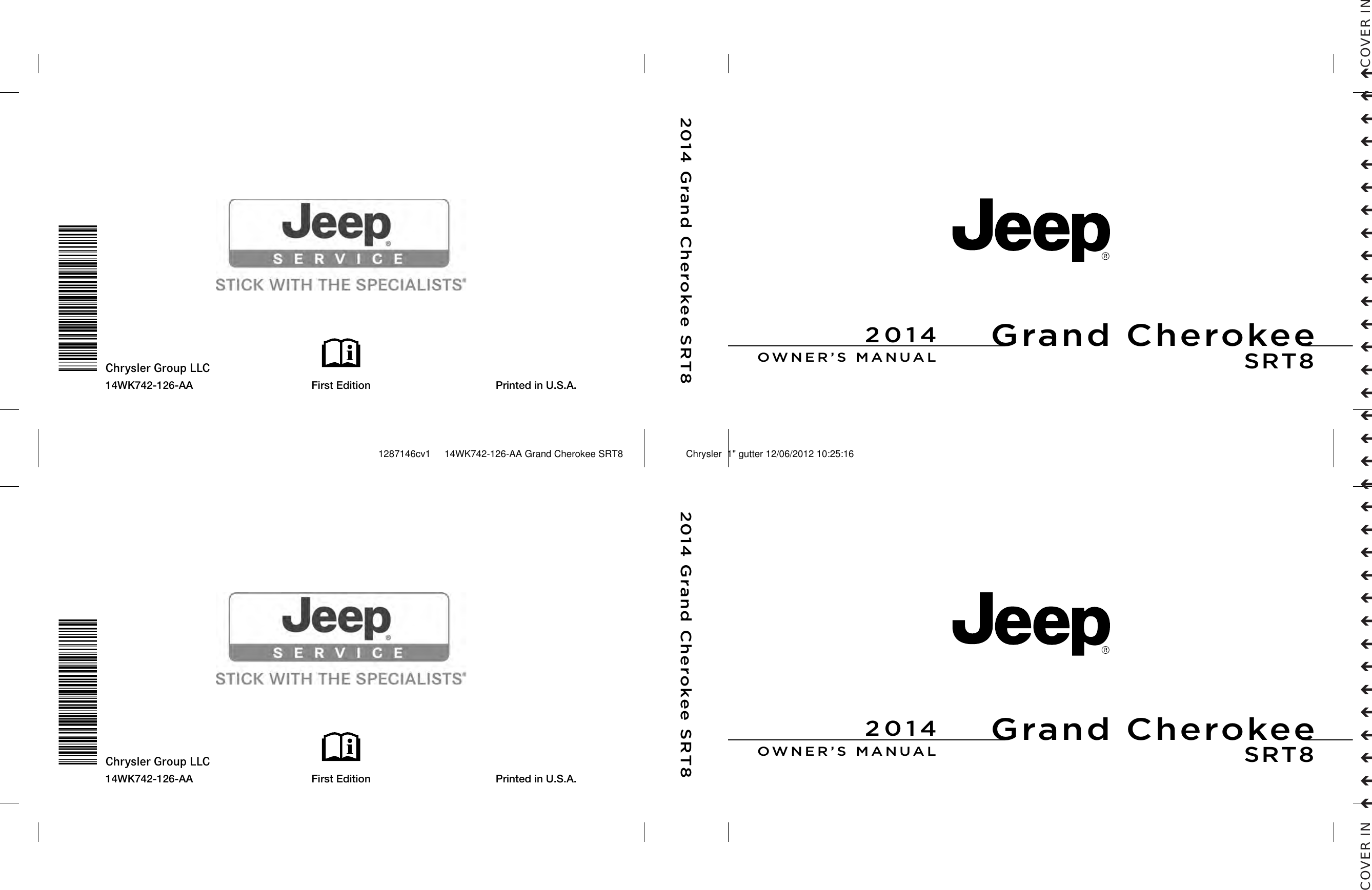 Jeep 2014 Grand Cherokee Srt Owners Manual Owner's