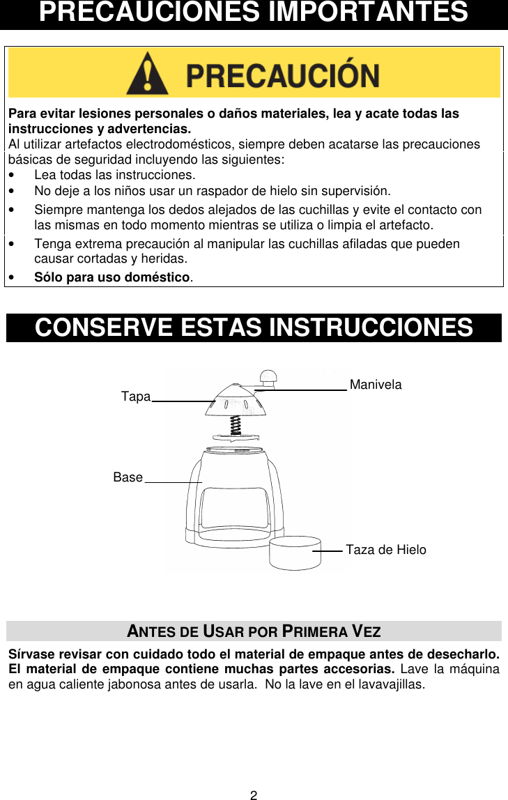Jelly Belly Manual Ice Shaver Users L5823B_JB_Manual_Ice_Shaver