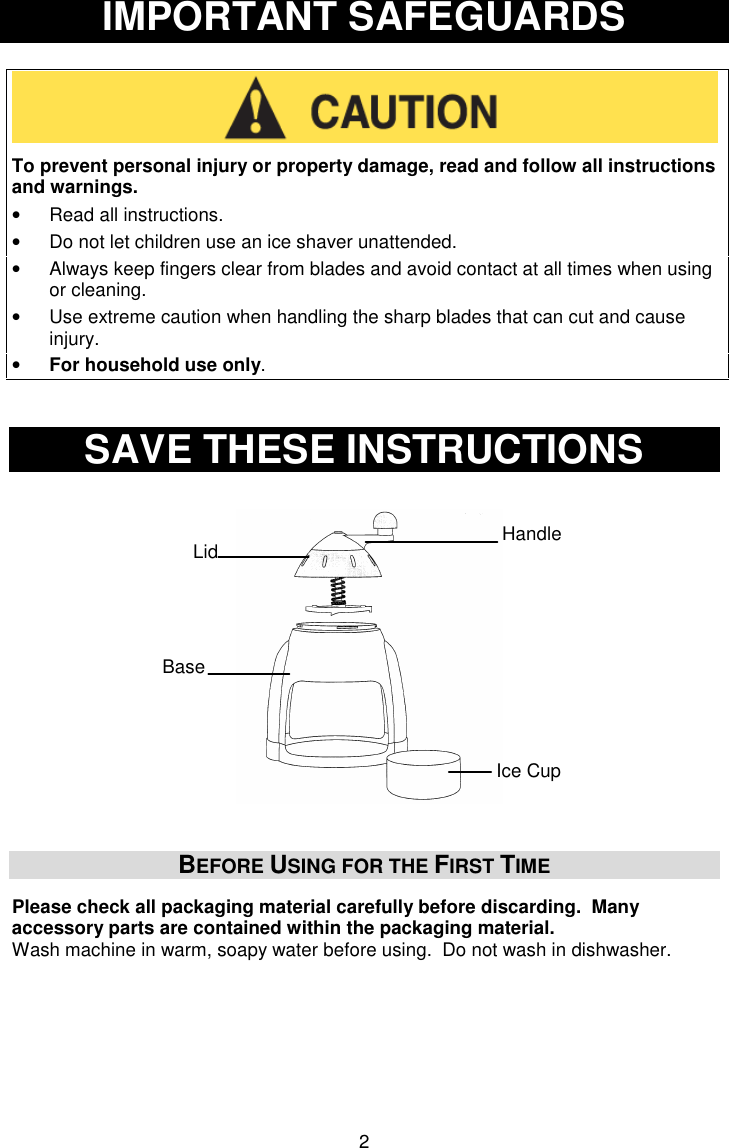 Jelly Belly Manual Ice Shaver Users L5823B_JB_Manual_Ice_Shaver