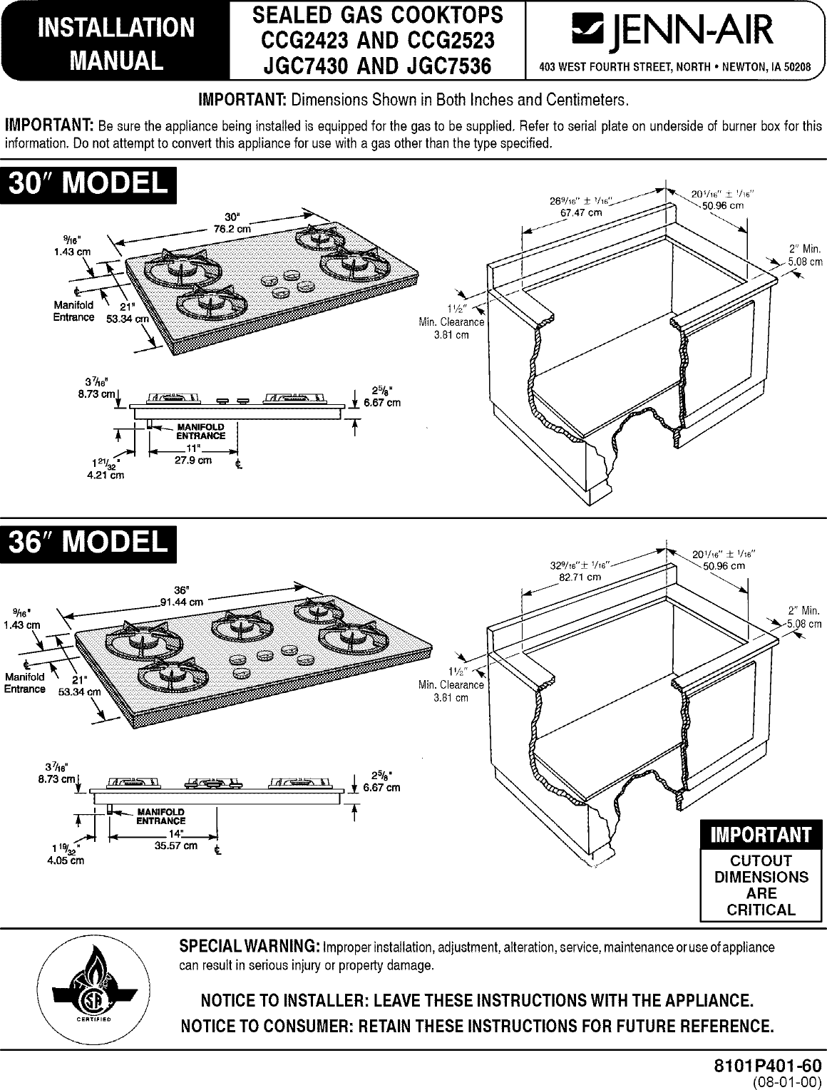 Jenn Air Ccg2523s User Manual Cooktop Manuals And Guides L0521487