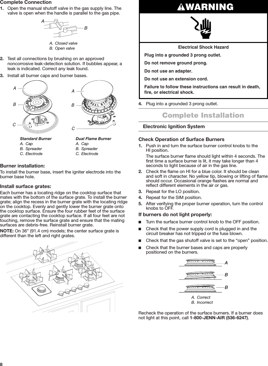 Page 8 of 10 - Jenn-Air JGC2530EB00 User Manual  GAS COOKTOP - Manuals And Guides 1709365L