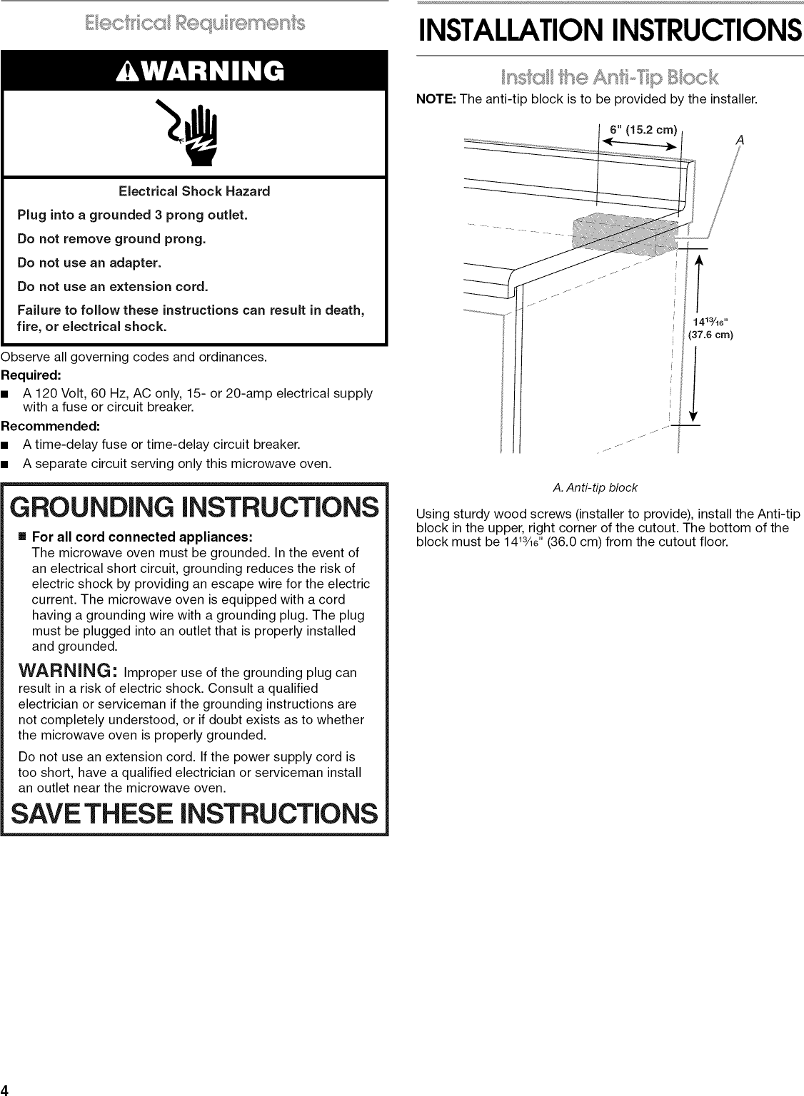 Page 4 of 12 - Jenn-Air JMD2124WS0 User Manual  BUILT-IN MICROWAVE OVEN - Manuals And Guides L0912048