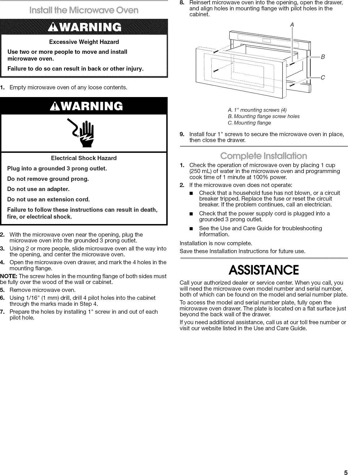 Page 5 of 12 - Jenn-Air JMD2124WS0 User Manual  BUILT-IN MICROWAVE OVEN - Manuals And Guides L0912048