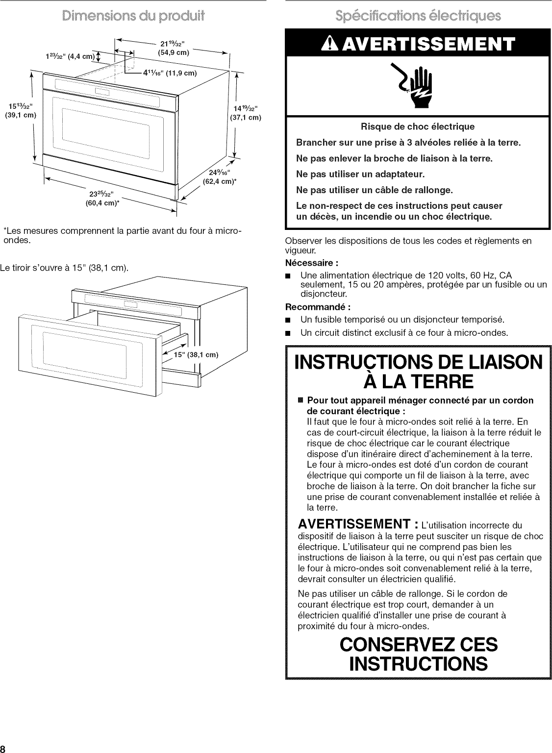 Page 8 of 12 - Jenn-Air JMD2124WS0 User Manual  BUILT-IN MICROWAVE OVEN - Manuals And Guides L0912048