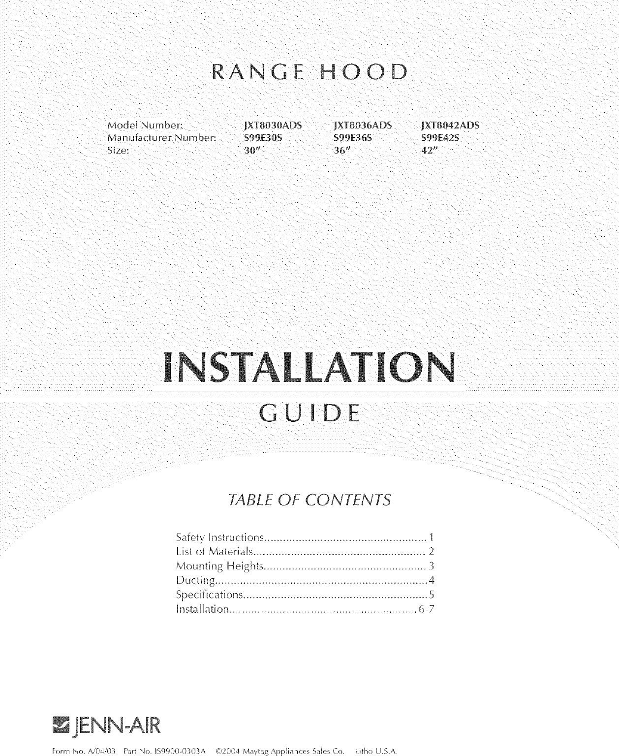 Page 1 of 8 - Jenn-Air JXT8030ADS User Manual  COOKING - Manuals And Guides L0412352