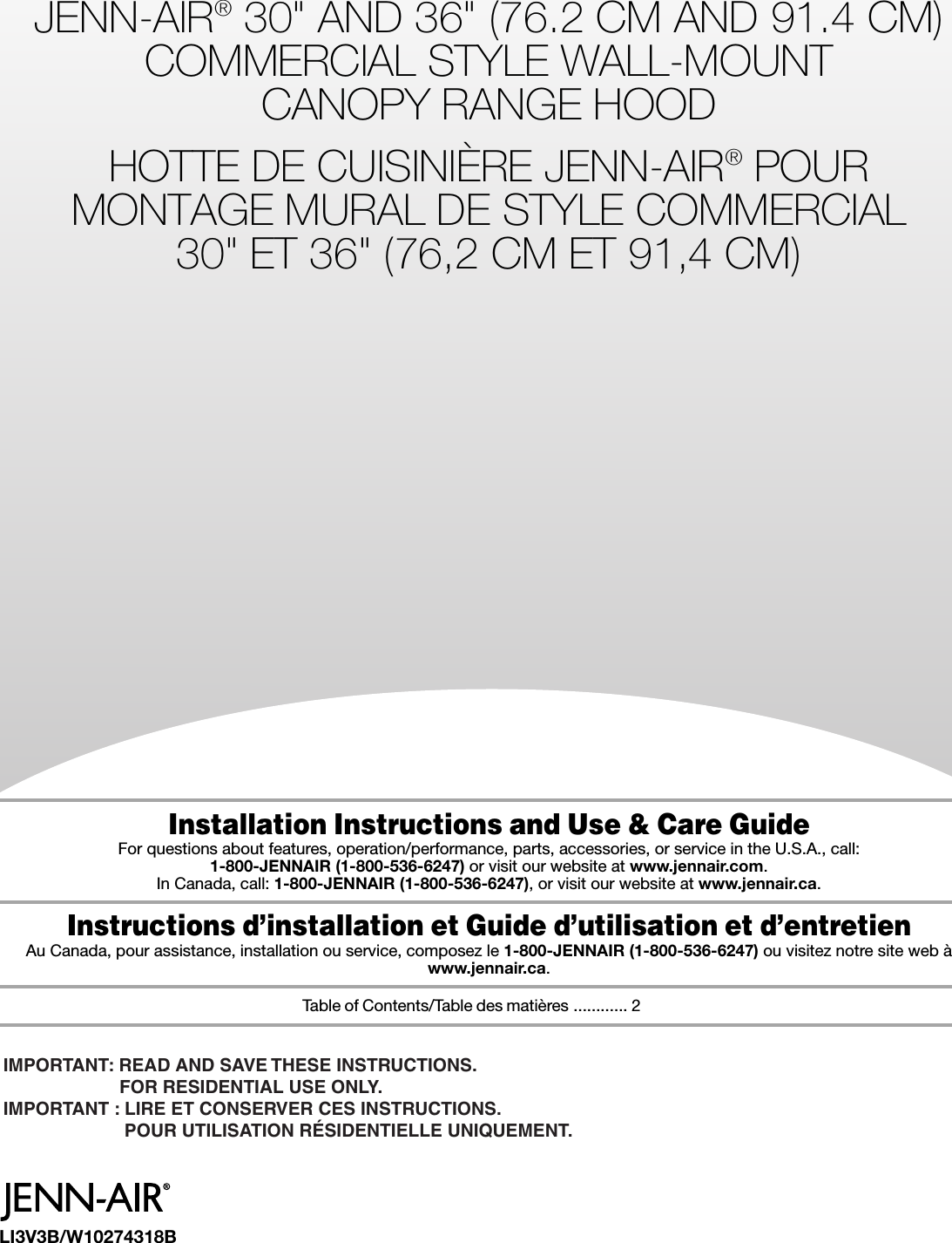 Jenn Air Jxu9130wp1 W10274318b User Manual Range Hood Manuals And