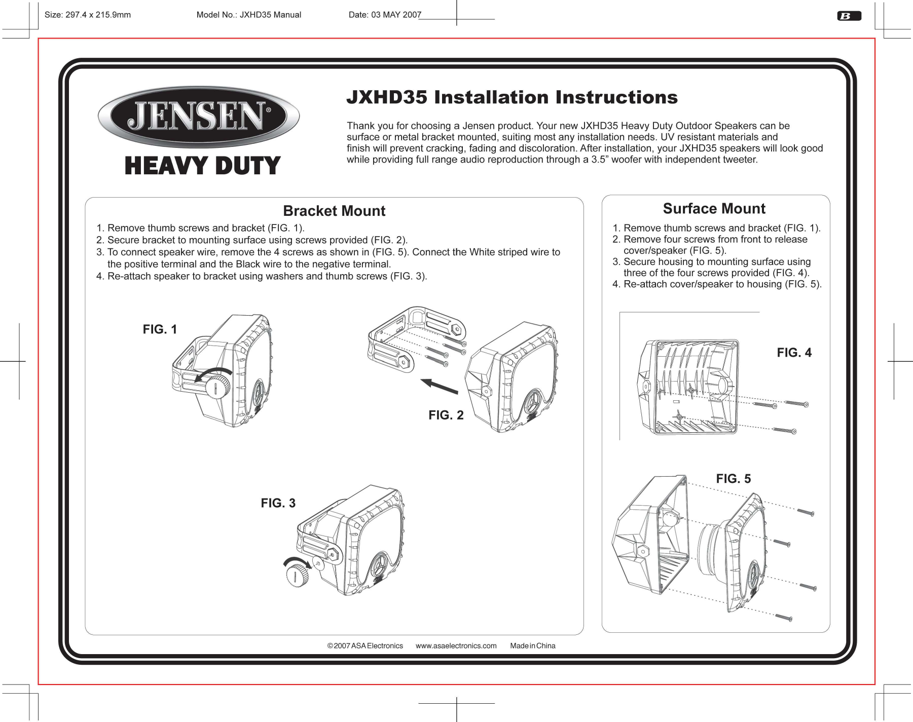 Page 1 of 1 - Jensen-Heavy-Duty Jensen-Heavy-Duty-Jxhd35-Users-Manual-  Jensen-heavy-duty-jxhd35-users-manual