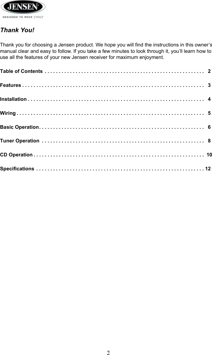 Page 2 of 12 - Jensen Jensen-Awm910-Users-Manual- AWM910 B  Jensen-awm910-users-manual