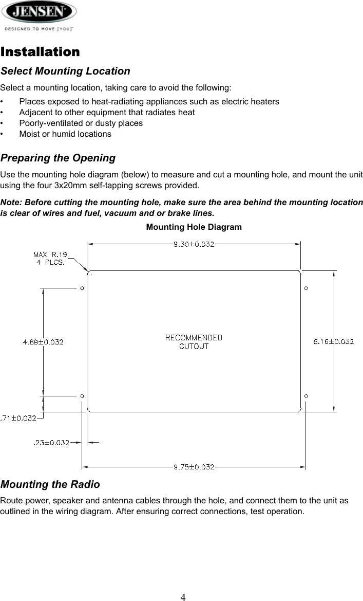 Page 4 of 12 - Jensen Jensen-Awm910-Users-Manual- AWM910 B  Jensen-awm910-users-manual