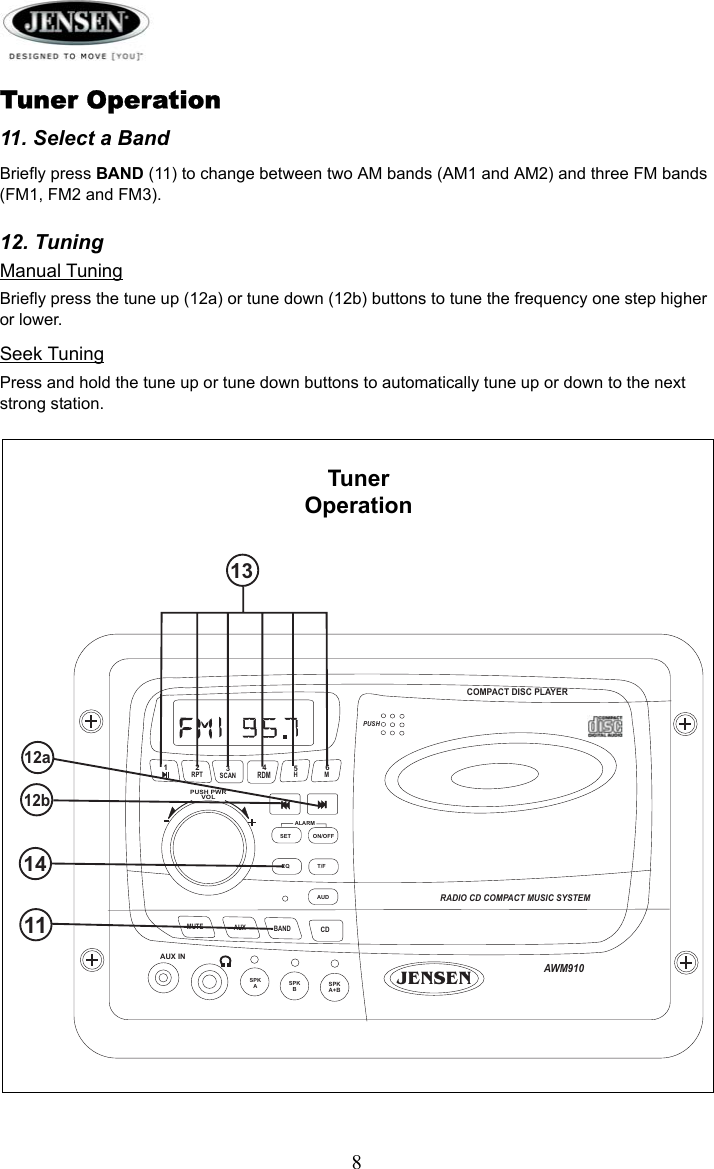 Page 8 of 12 - Jensen Jensen-Awm910-Users-Manual- AWM910 B  Jensen-awm910-users-manual