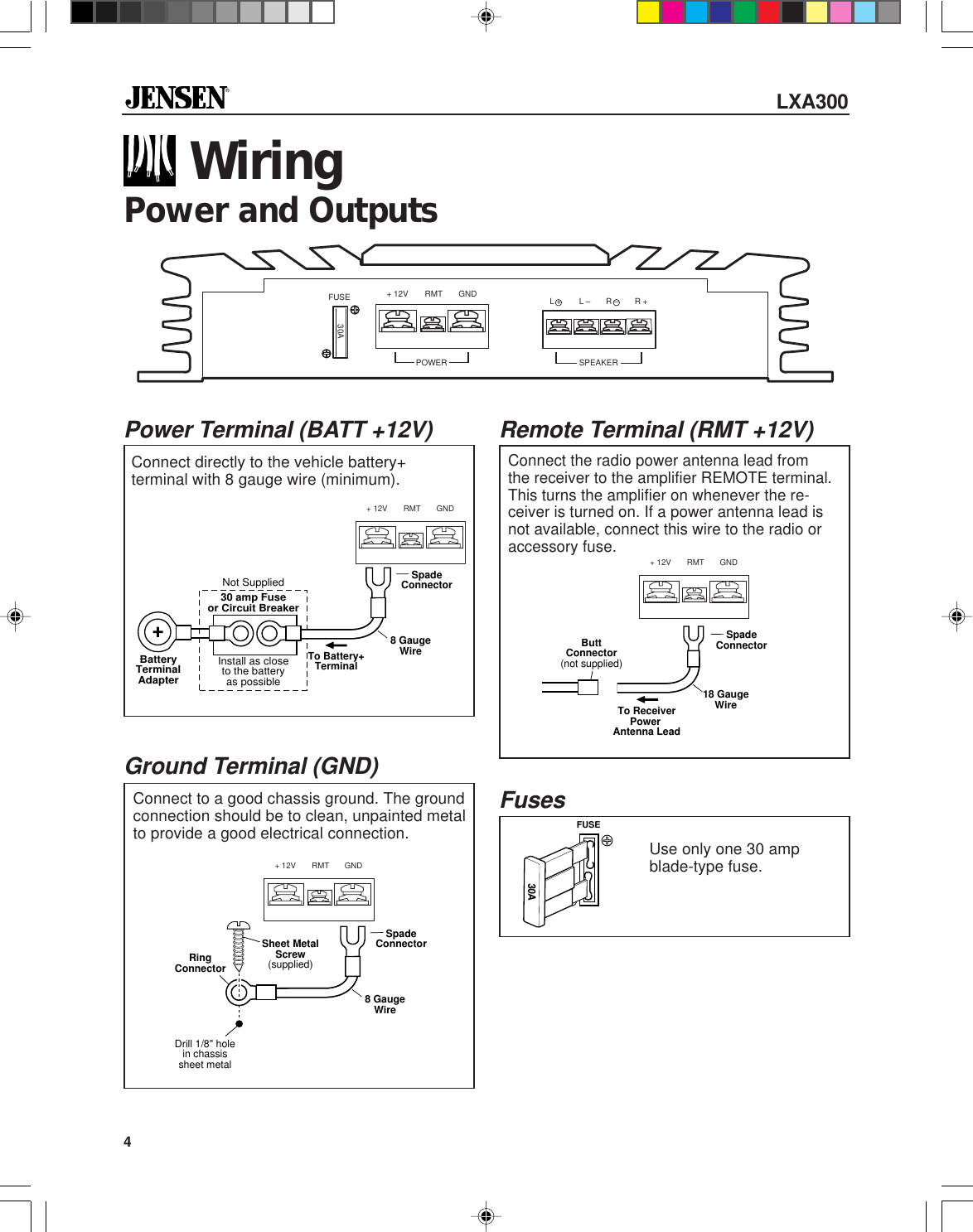Page 4 of 12 - Jensen Jensen-Car-Amplifier-Lxa300-Users-Manual- 5528Eamp.p65  Jensen-car-amplifier-lxa300-users-manual
