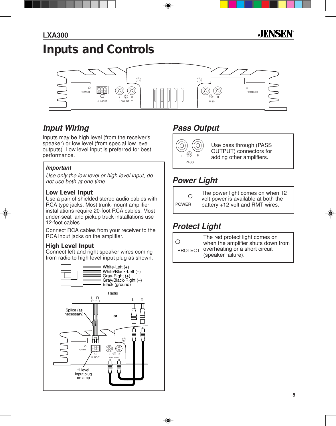 Jensen Car Amplifier Lxa300 Users Manual 5528Eamp.p65