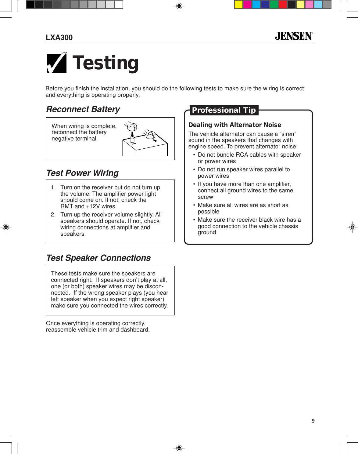 Page 9 of 12 - Jensen Jensen-Car-Amplifier-Lxa300-Users-Manual- 5528Eamp.p65  Jensen-car-amplifier-lxa300-users-manual