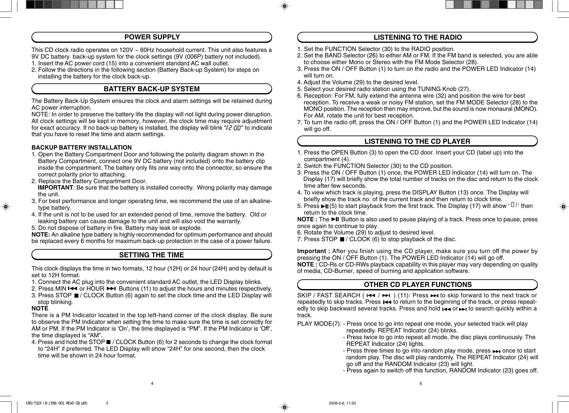 Page 3 of 5 - Jensen Jensen-Jcr-332-Instruction-Manual- CRD-732X IB JENS 001 REV0 GB.p65  Jensen-jcr-332-instruction-manual