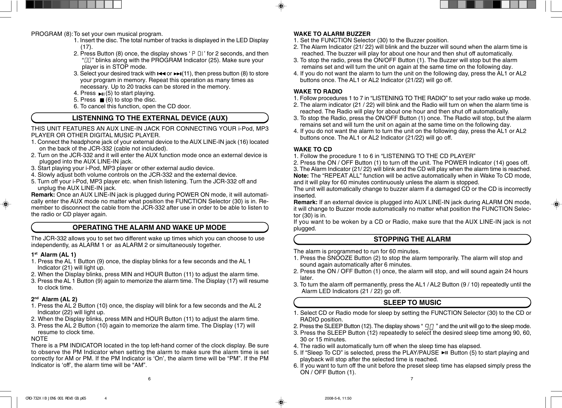 Page 4 of 5 - Jensen Jensen-Jcr-332-Instruction-Manual- CRD-732X IB JENS 001 REV0 GB.p65  Jensen-jcr-332-instruction-manual