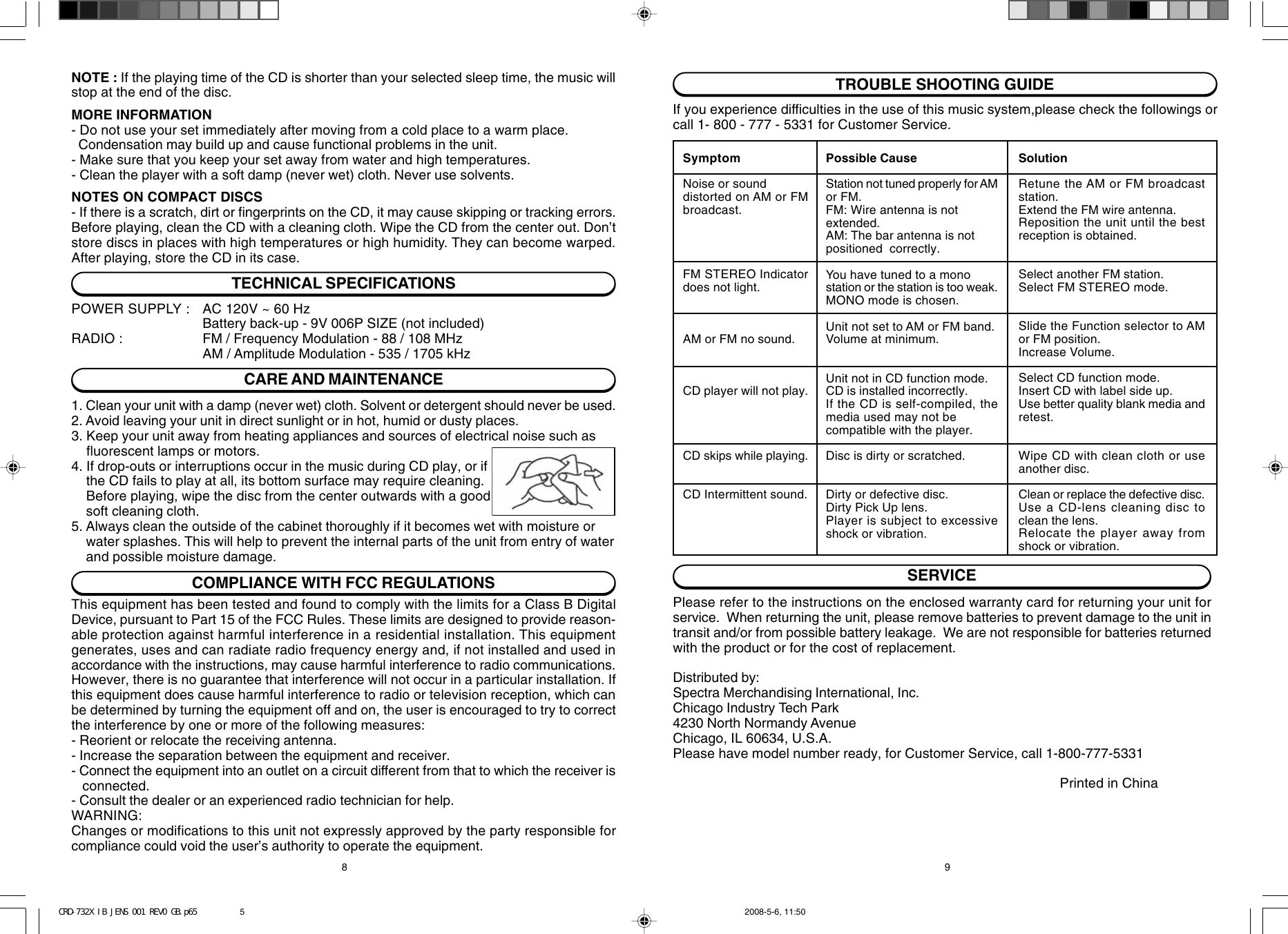 Page 5 of 5 - Jensen Jensen-Jcr-332-Instruction-Manual- CRD-732X IB JENS 001 REV0 GB.p65  Jensen-jcr-332-instruction-manual