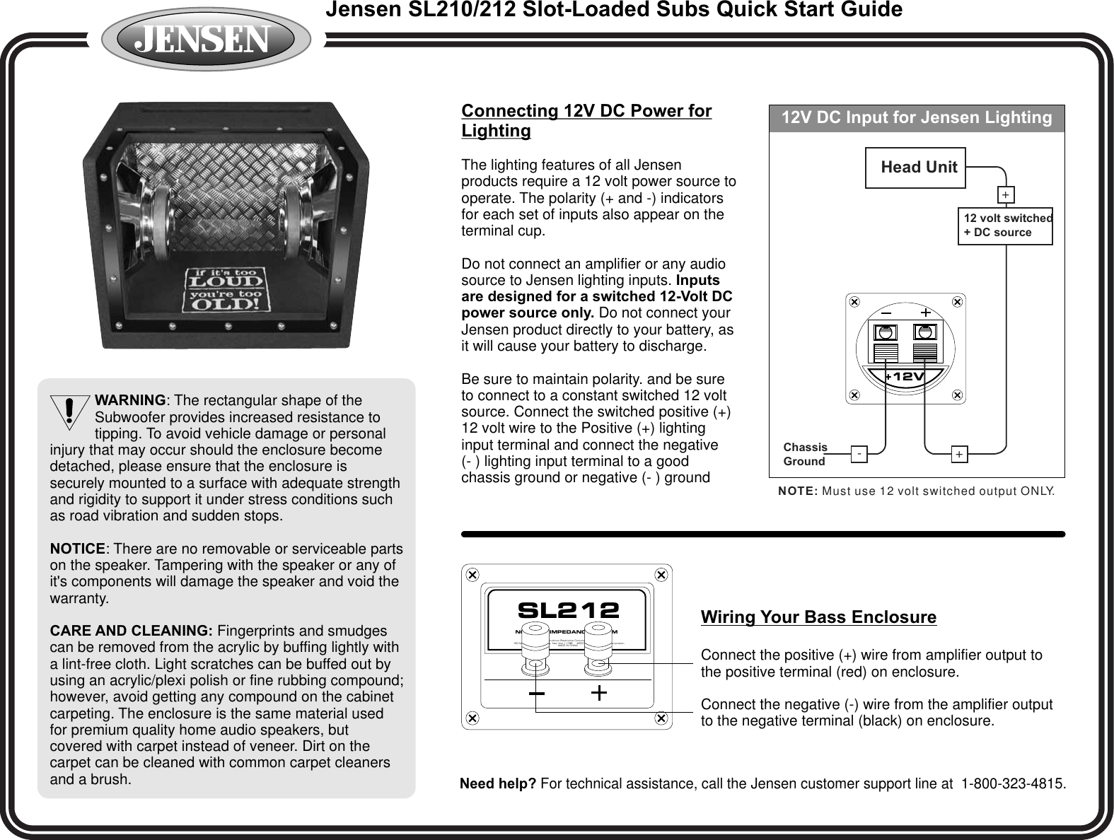 Page 1 of 2 - Jensen Jensen-Speaker-Sl212-Users-Manual- SL210_212  Jensen-speaker-sl212-users-manual