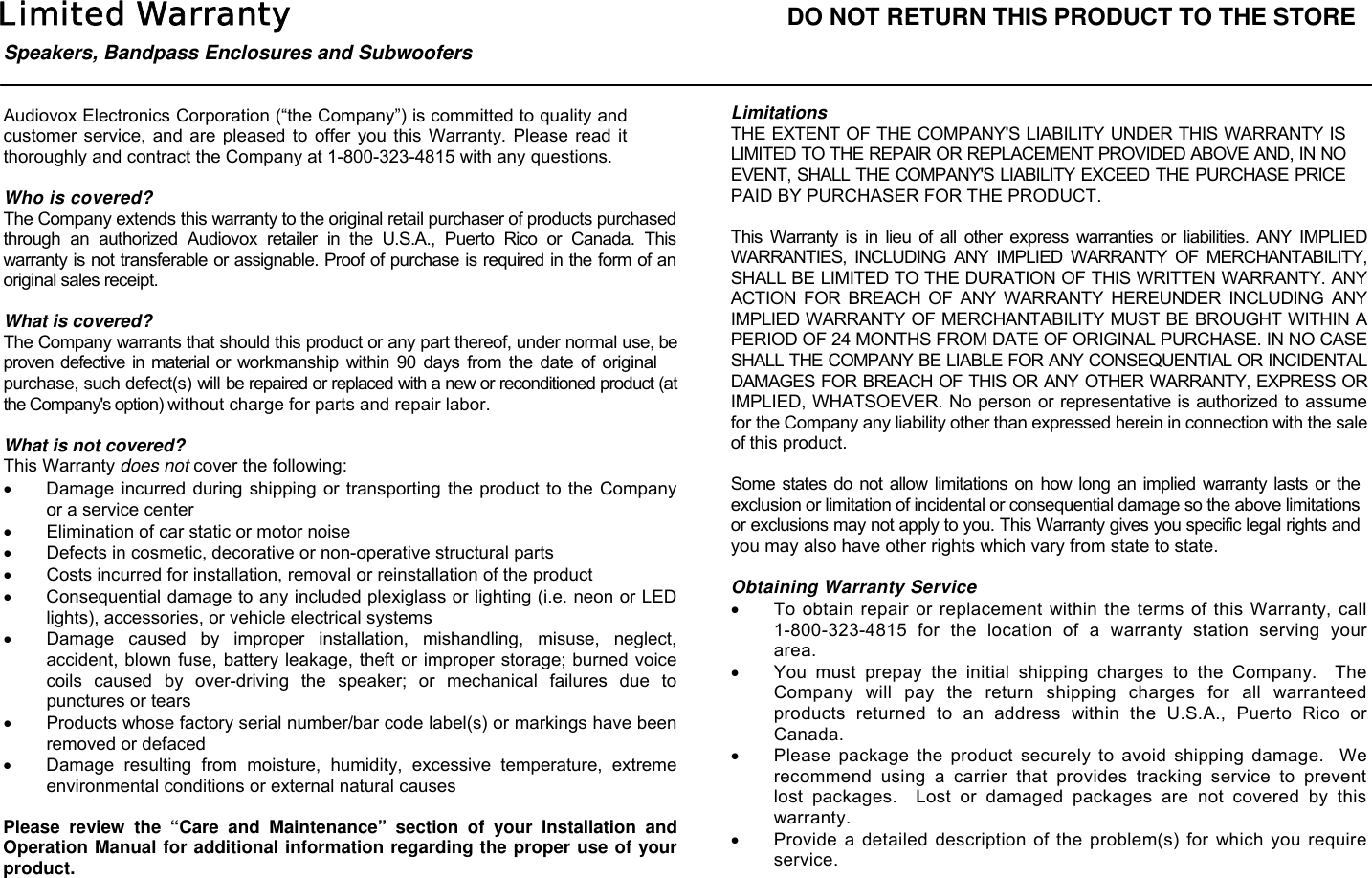 Page 2 of 2 - Jensen Jensen-Speaker-Sl212-Users-Manual- SL210_212  Jensen-speaker-sl212-users-manual