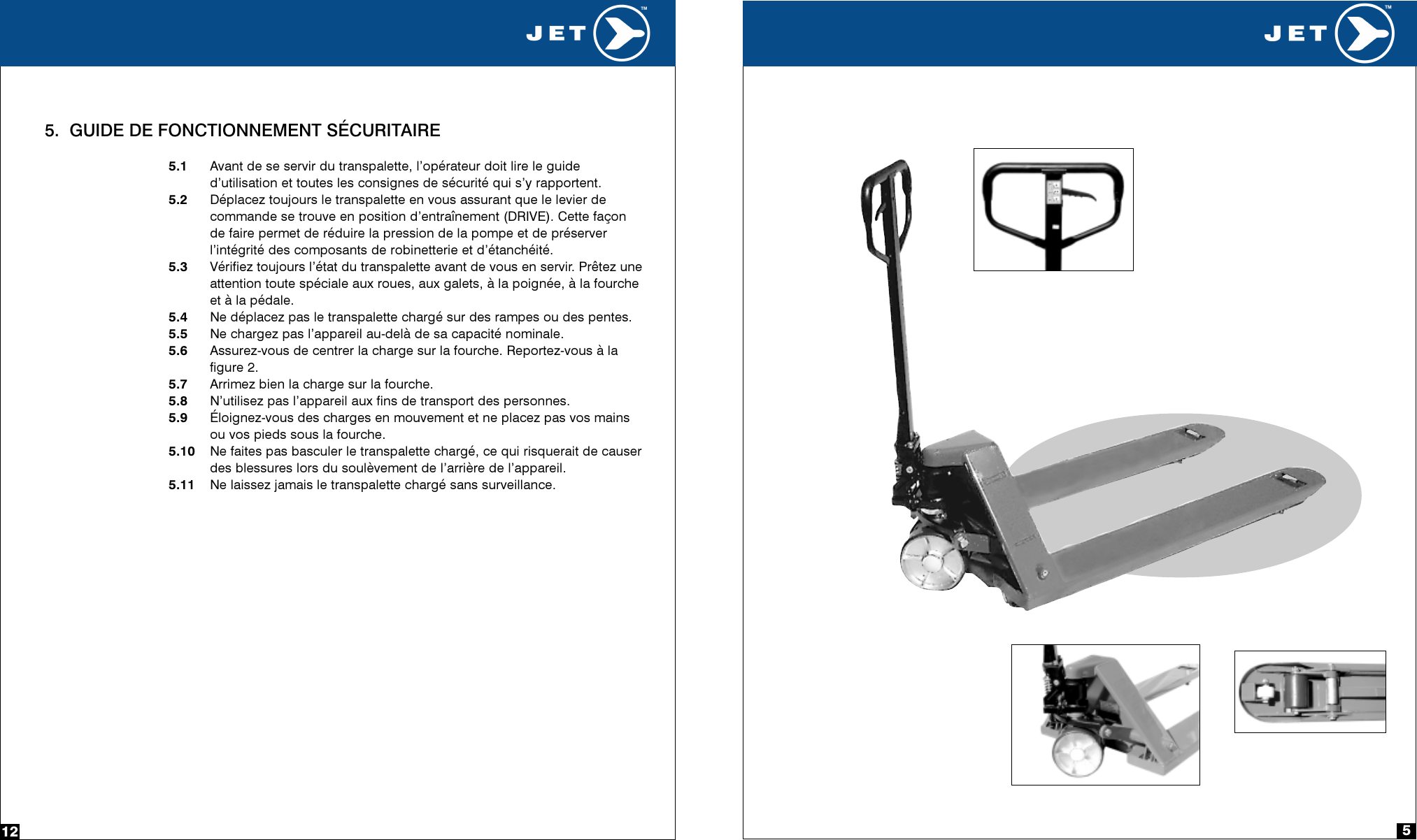 Page 5 of 8 - Jet-Airways Jet-Airways-Hand-Pallet-Truck-Pt-5500-Users-Manual-  Jet-airways-hand-pallet-truck-pt-5500-users-manual