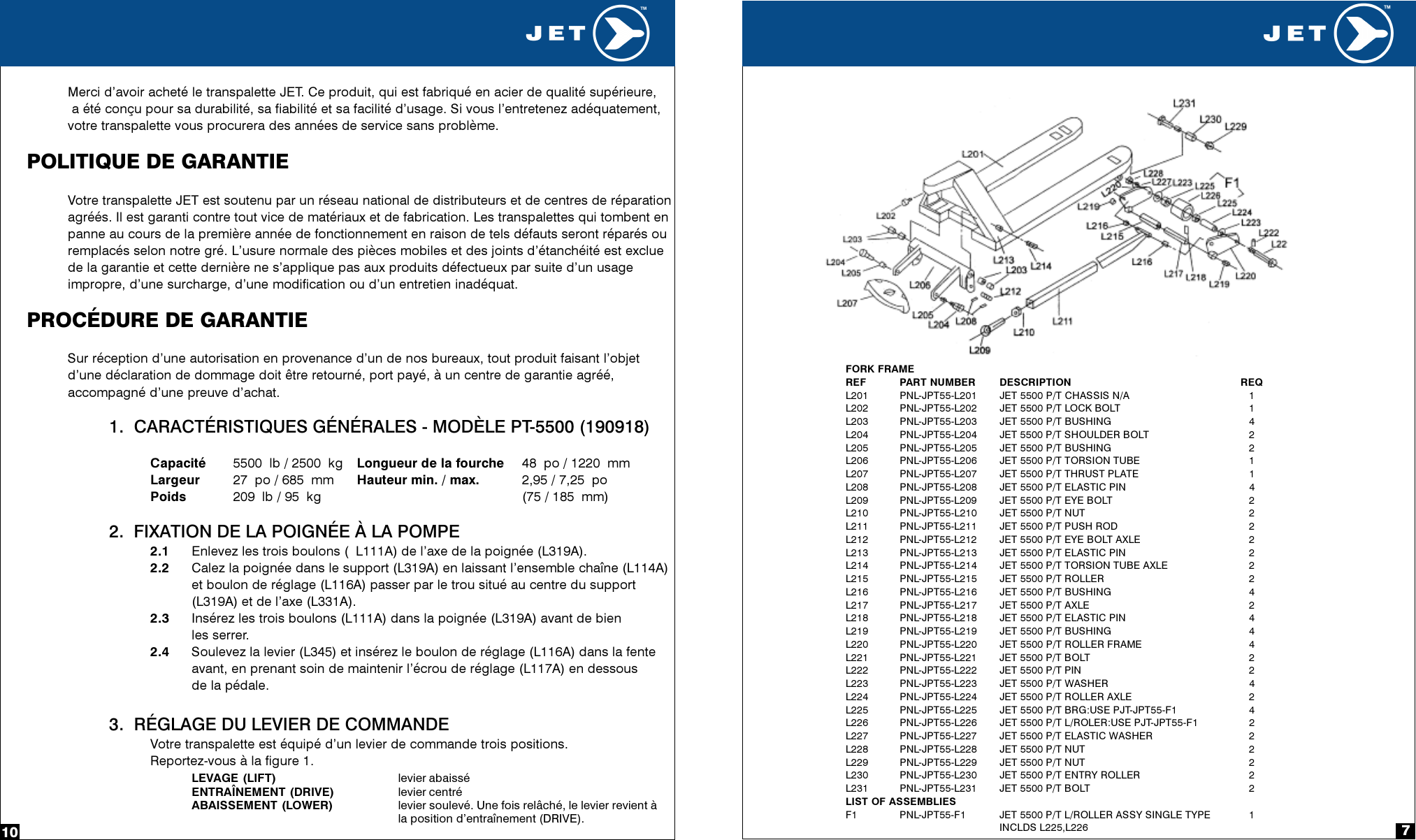 Page 7 of 8 - Jet-Airways Jet-Airways-Hand-Pallet-Truck-Pt-5500-Users-Manual-  Jet-airways-hand-pallet-truck-pt-5500-users-manual