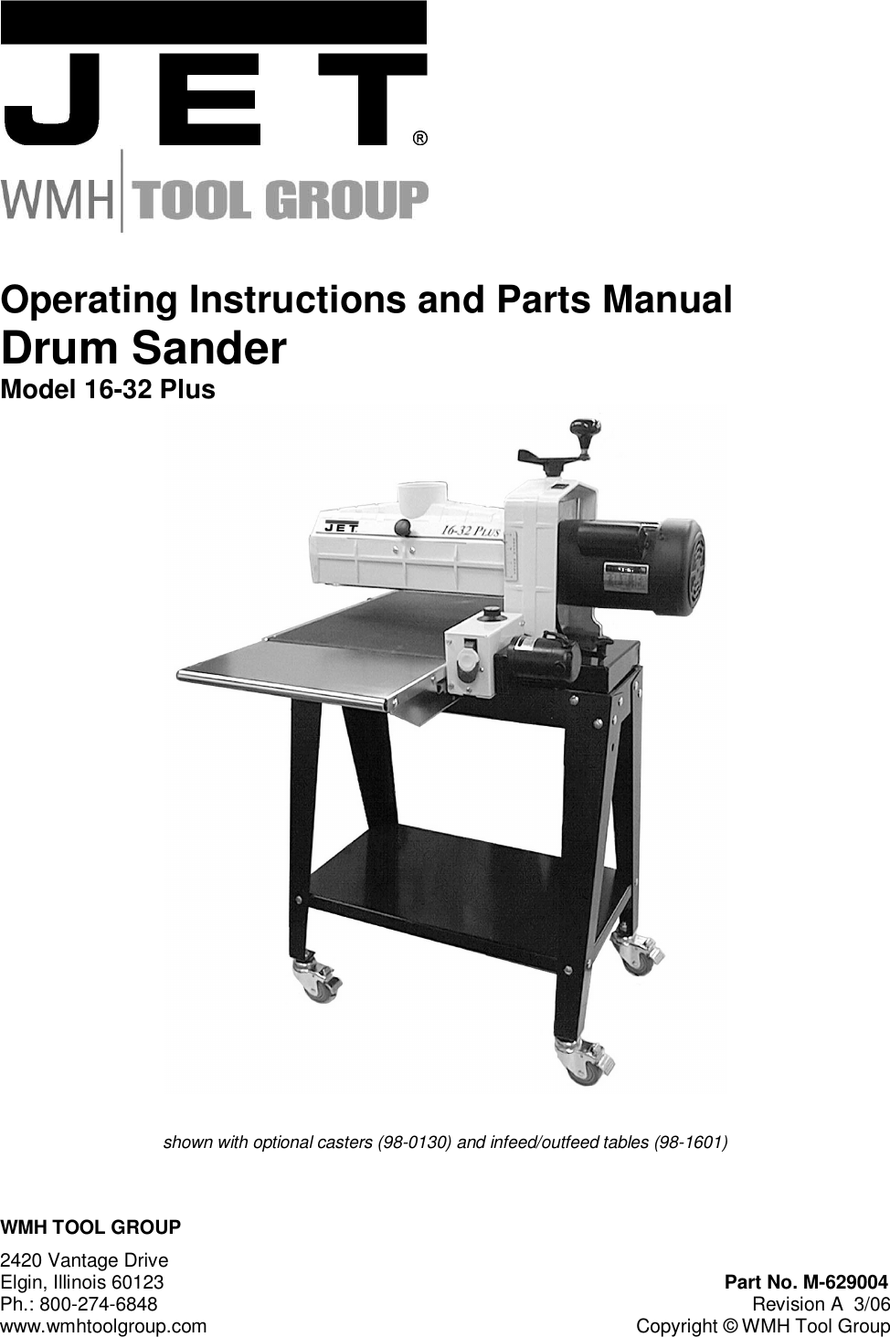 Jet Tools 16 32 Plus Users Manual M 629004K 32Plus Sander