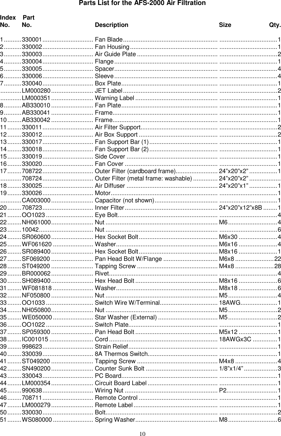 Page 10 of 11 - Jet-Tools Jet-Tools-Afs-2000-Users-Manual-  Jet-tools-afs-2000-users-manual