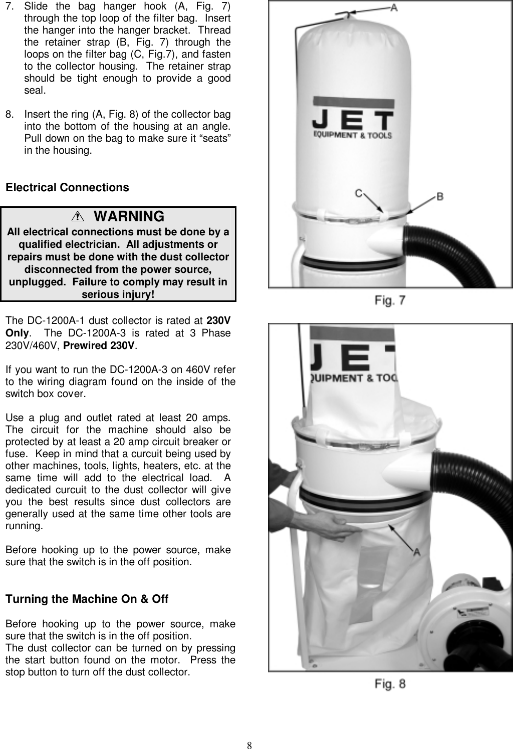 Jet Tools Dc 1200A Users Manual