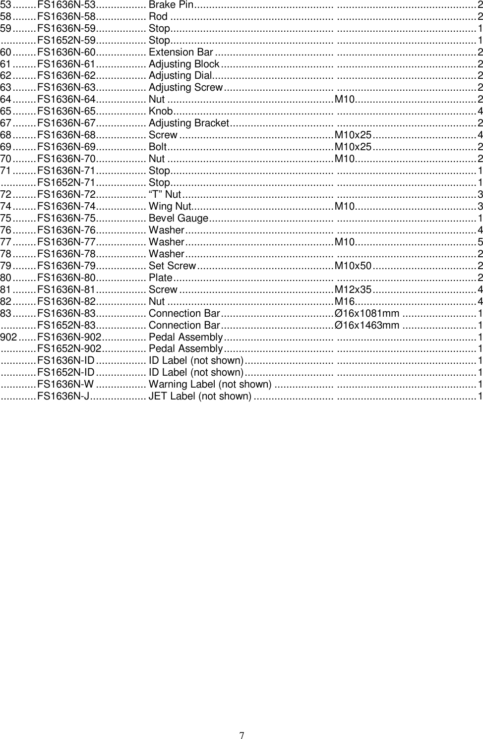 Page 7 of 8 - Jet-Tools Jet-Tools-Fs-1636N-Users-Manual M-754636 FS-1636N, 1652N Foot Shear Manual - Rev G