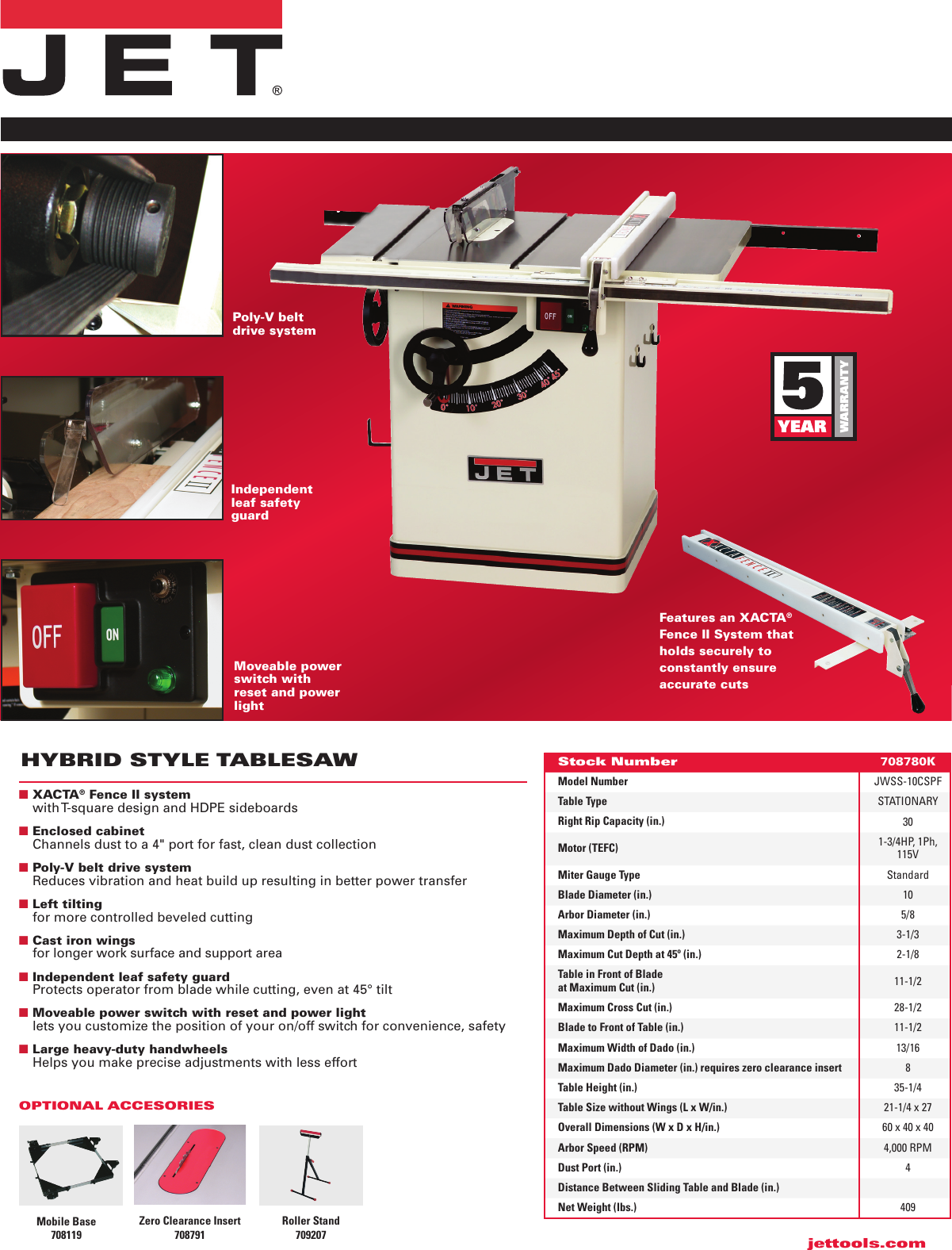 Jet Tools Hybrid Style Users Manual ProshopSawSellSheet3