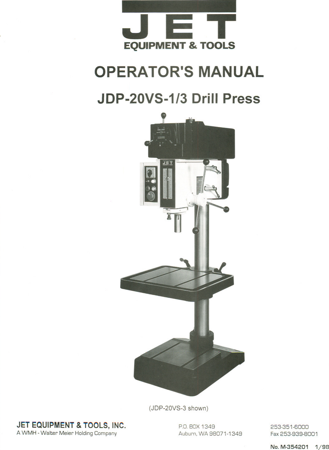 Jet Tools Jdp 20Vs Users Manual