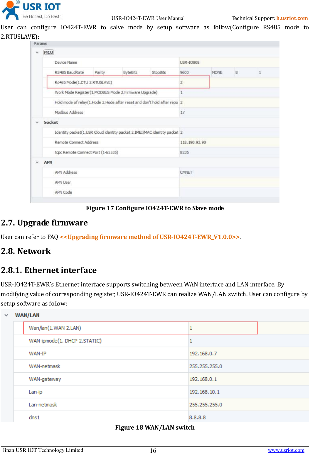 Page 16 of Jinan USR IOT Technology IO424T 4DI4DO2AI1PT Network IO with ETH/WIFI User Manual USR IO424T EWR  V1 0 3 01
