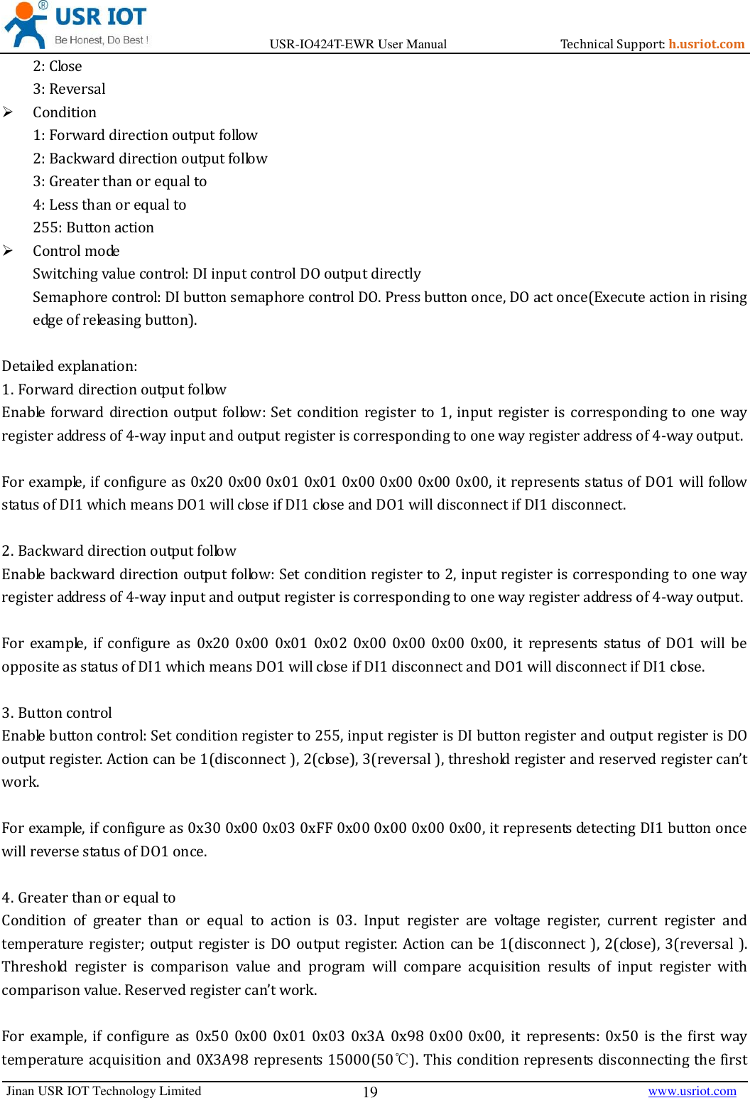 Page 19 of Jinan USR IOT Technology IO424T 4DI4DO2AI1PT Network IO with ETH/WIFI User Manual USR IO424T EWR  V1 0 3 01
