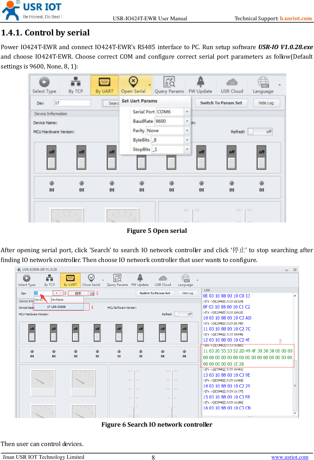 Page 8 of Jinan USR IOT Technology IO424T 4DI4DO2AI1PT Network IO with ETH/WIFI User Manual USR IO424T EWR  V1 0 3 01