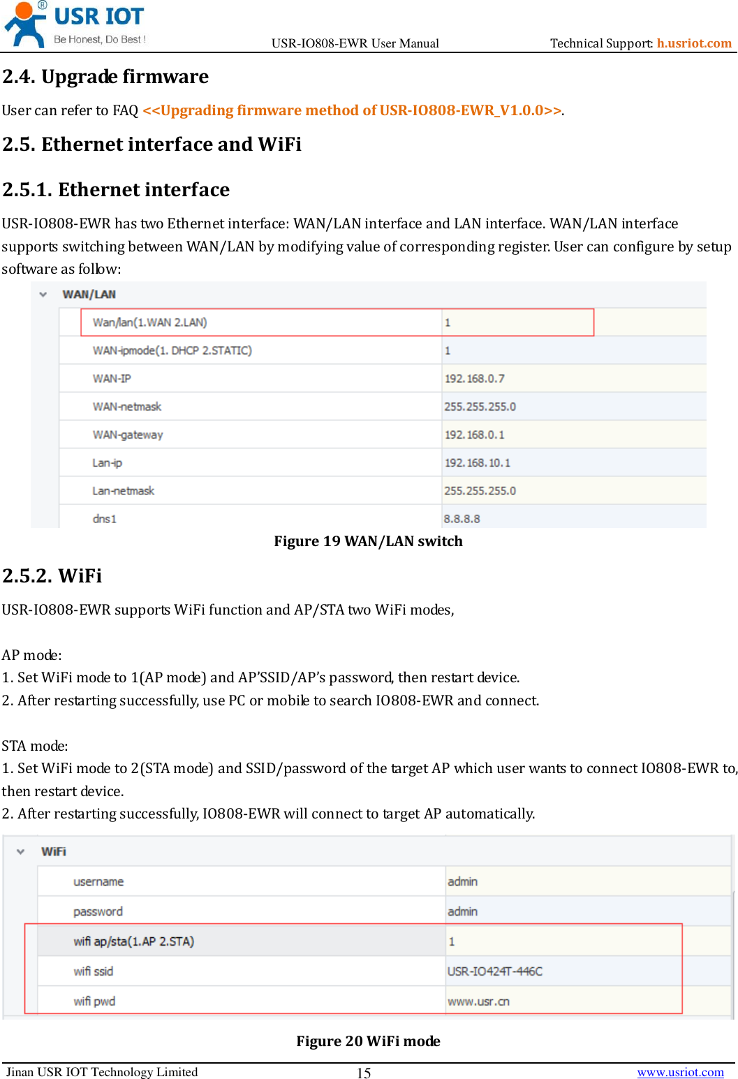 Page 15 of Jinan USR IOT Technology IO808 8DI8DO Network IO with ETH/WIFI User Manual USR IO808 EWR  V1 0 4 01