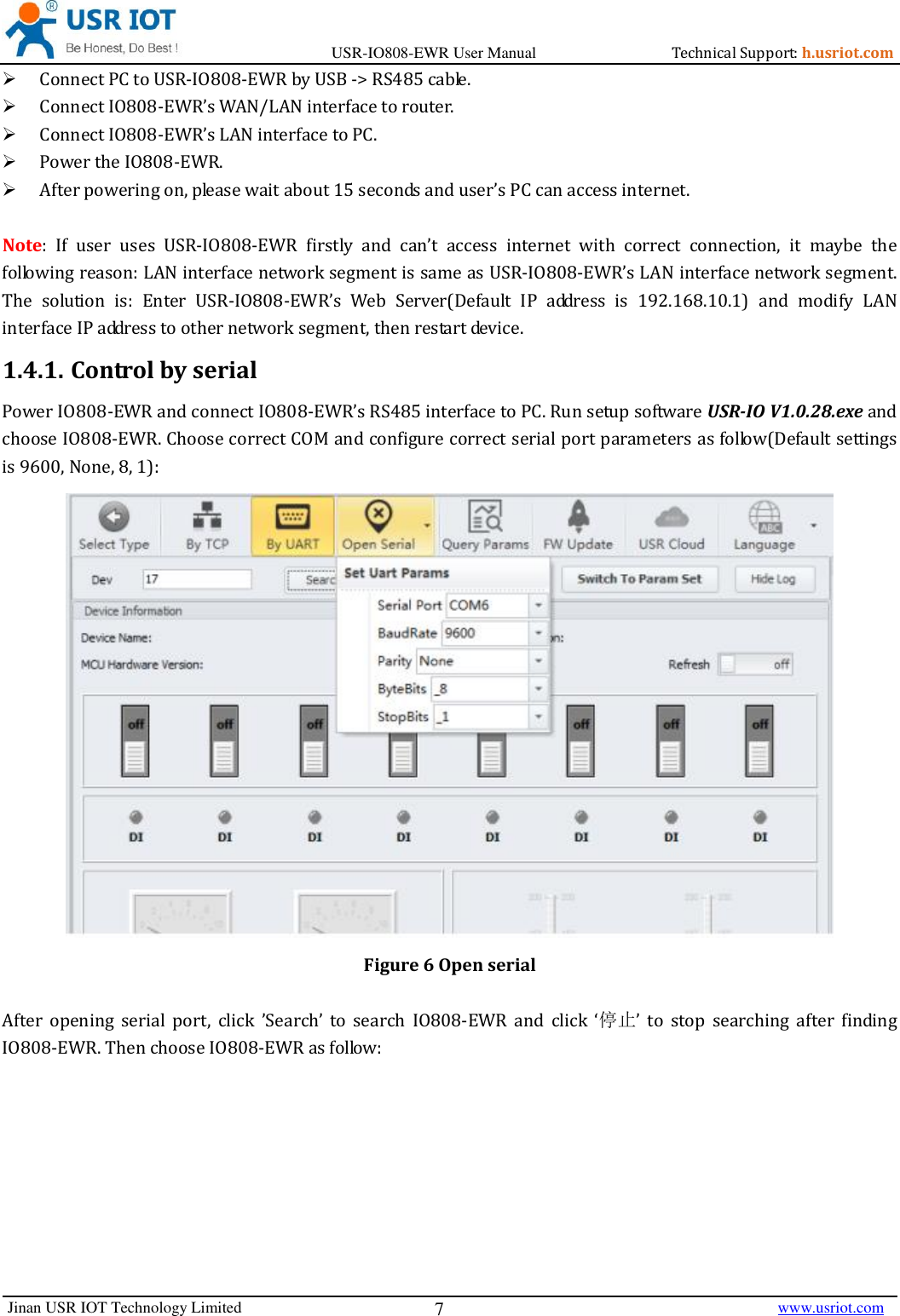 Page 7 of Jinan USR IOT Technology IO808 8DI8DO Network IO with ETH/WIFI User Manual USR IO808 EWR  V1 0 4 01