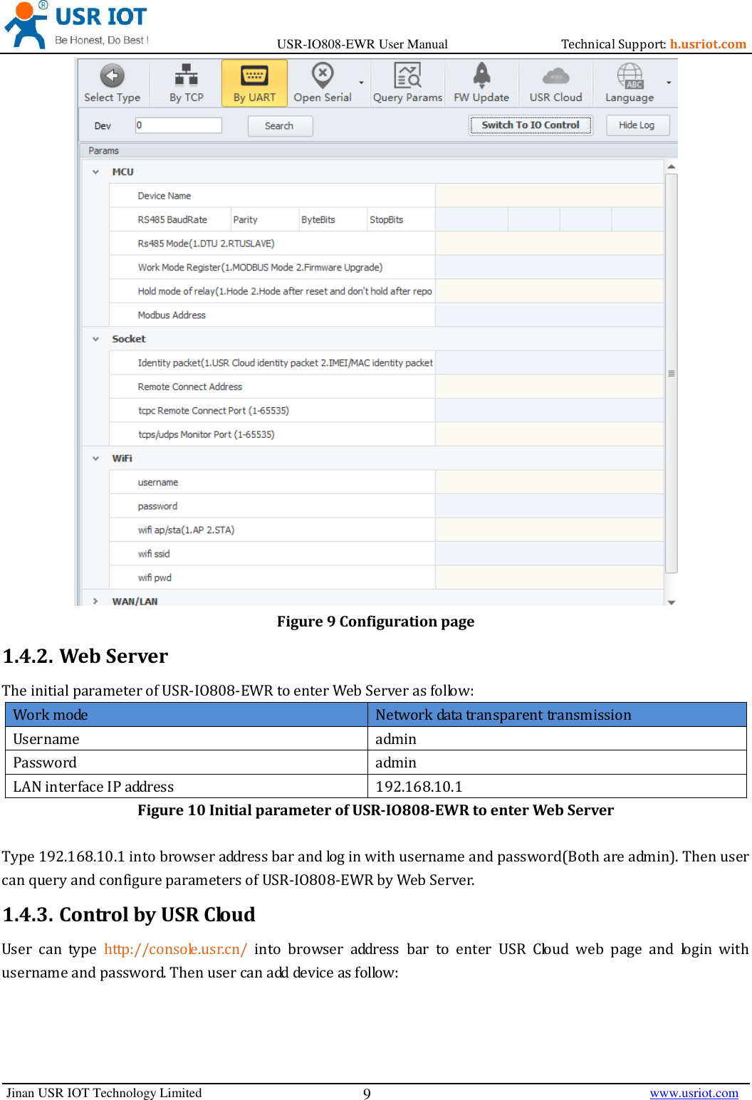 Page 9 of Jinan USR IOT Technology IO808 8DI8DO Network IO with ETH/WIFI User Manual USR IO808 EWR  V1 0 4 01