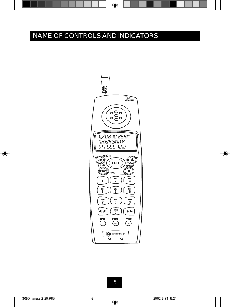 5NAME OF CONTROLSAND INDICATORS3050manual 2-20.P65 2002-5-31, 9:245