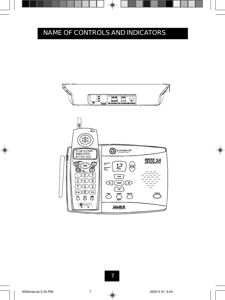 7NAME OF CONTROLS AND INDICATORS3050manual 2-20.P65 2002-5-31, 9:247