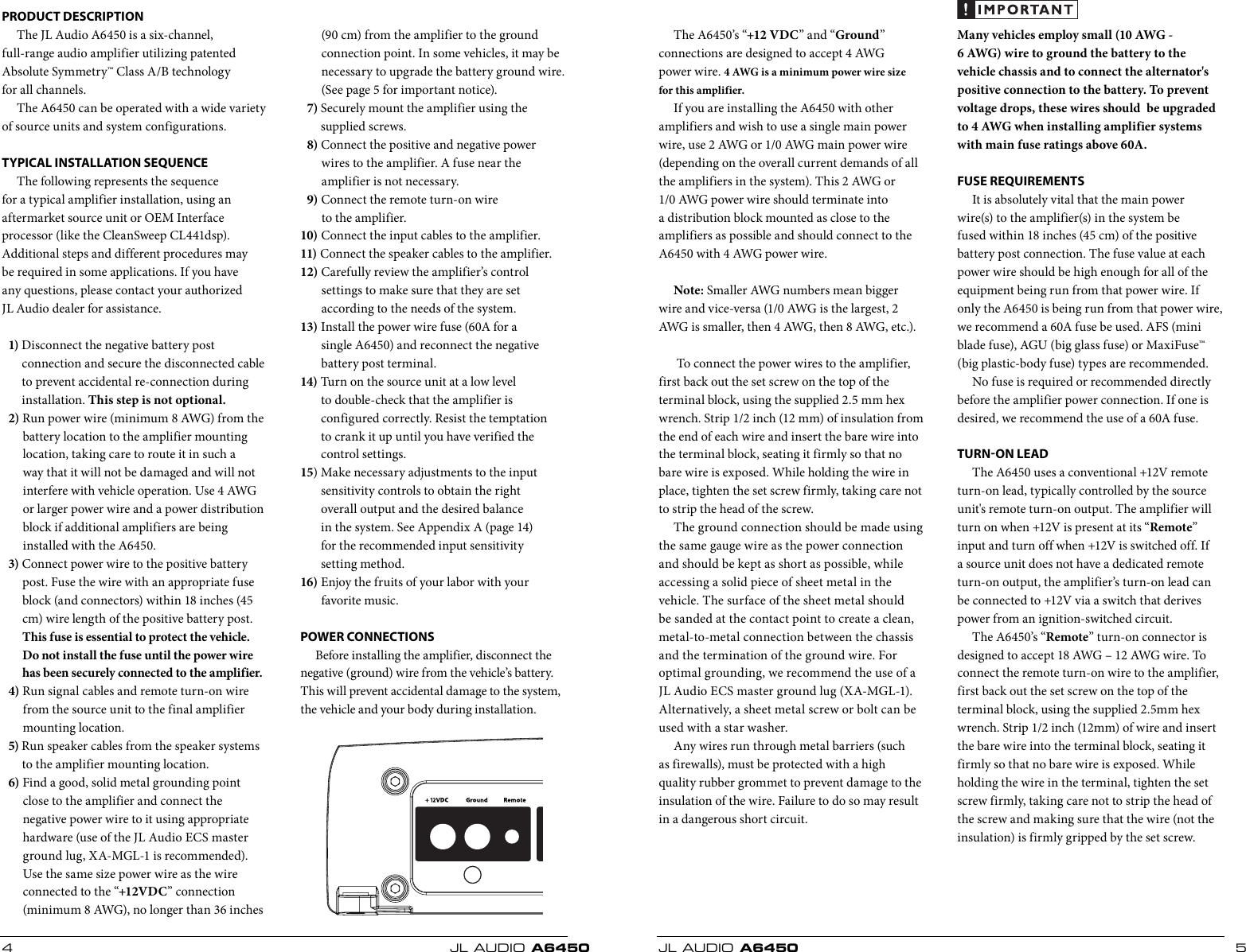 Page 3 of 11 - Jl-Audio Jl-Audio-A6450-Users-Manual- A6450_MAN_CH Jl-audio-a6450-users-manual