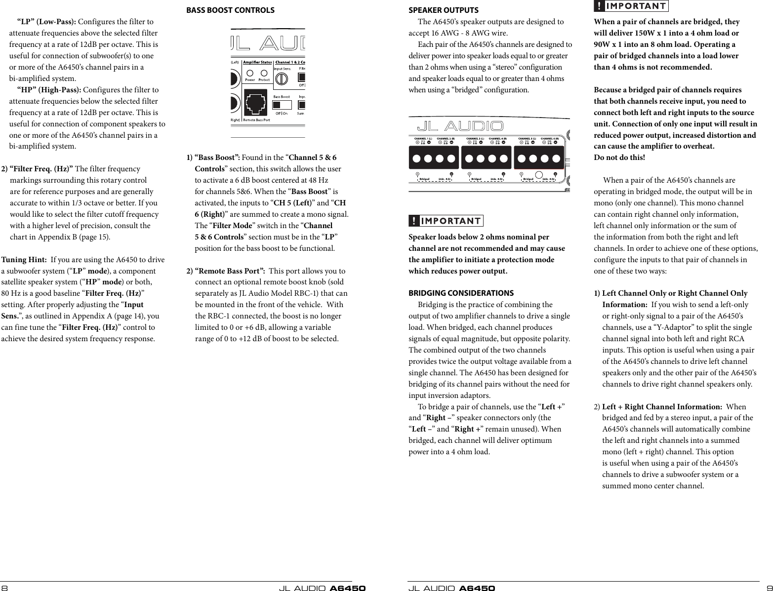 Page 5 of 11 - Jl-Audio Jl-Audio-A6450-Users-Manual- A6450_MAN_CH Jl-audio-a6450-users-manual