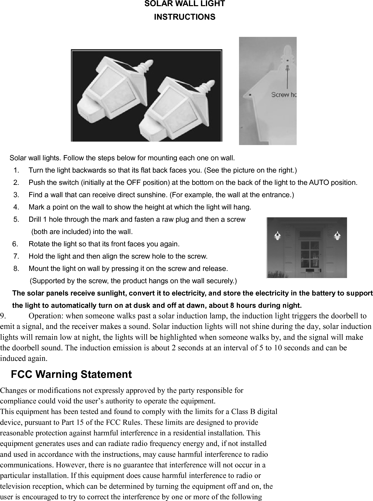 Jobar JB8249BLK Porch Alert LightBlack User Manual USERS MANUAL
