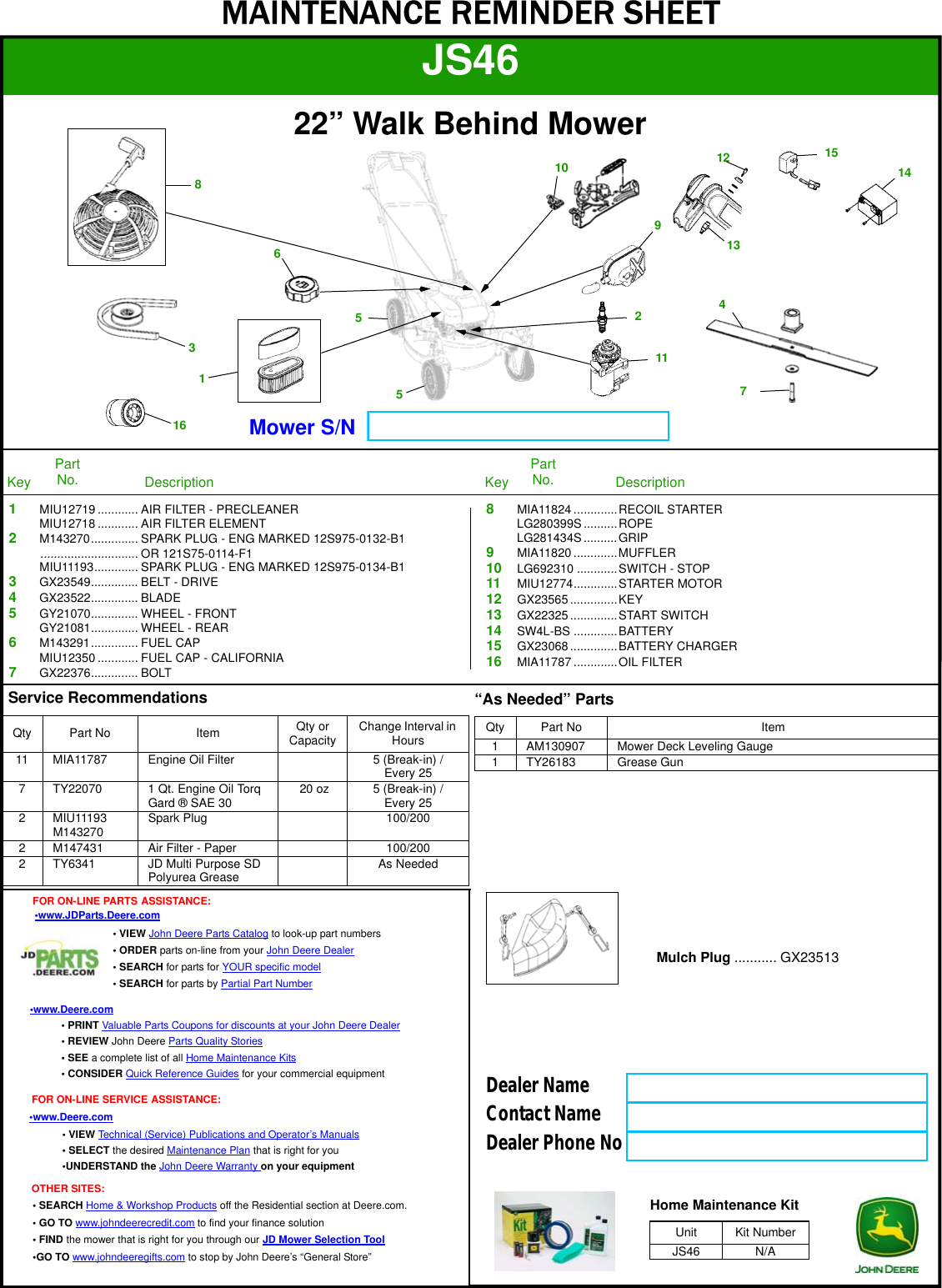 Page 1 of 1 - John-Deere John-Deere-Js46-Users-Manual- JS46  John-deere-js46-users-manual