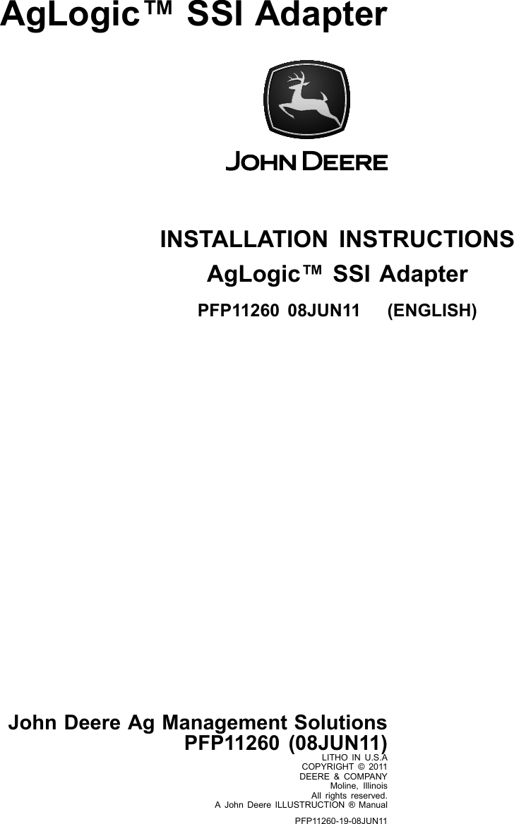 Page 1 of 12 - John-Deere John-Deere-Pfp11260-Users-Manual-  John-deere-pfp11260-users-manual