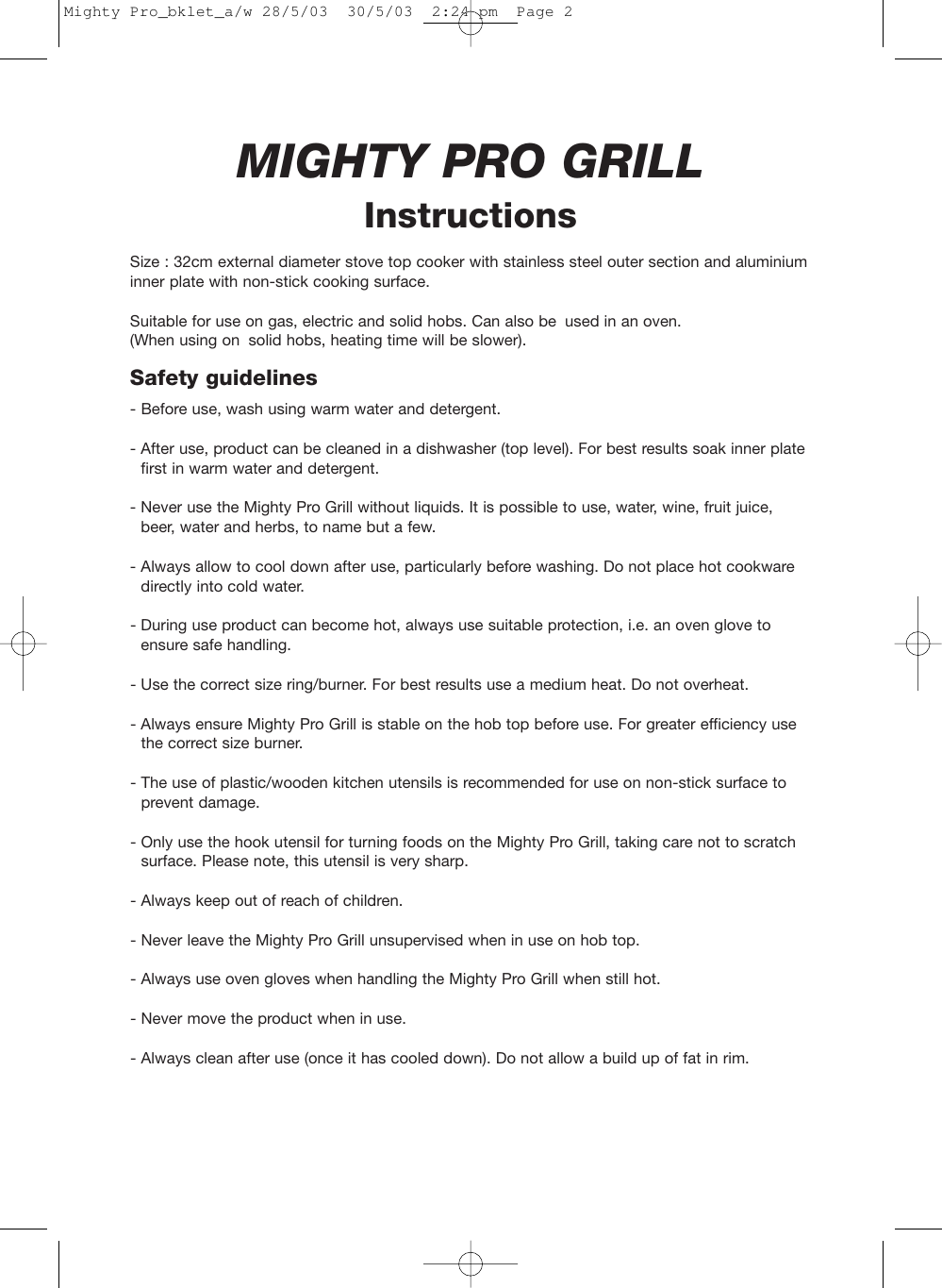 Page 2 of 8 - John-Mills John-Mills-Mighty-Pro-Grill-Users-Manual- John-mills-mighty-pro-grill-users-manual