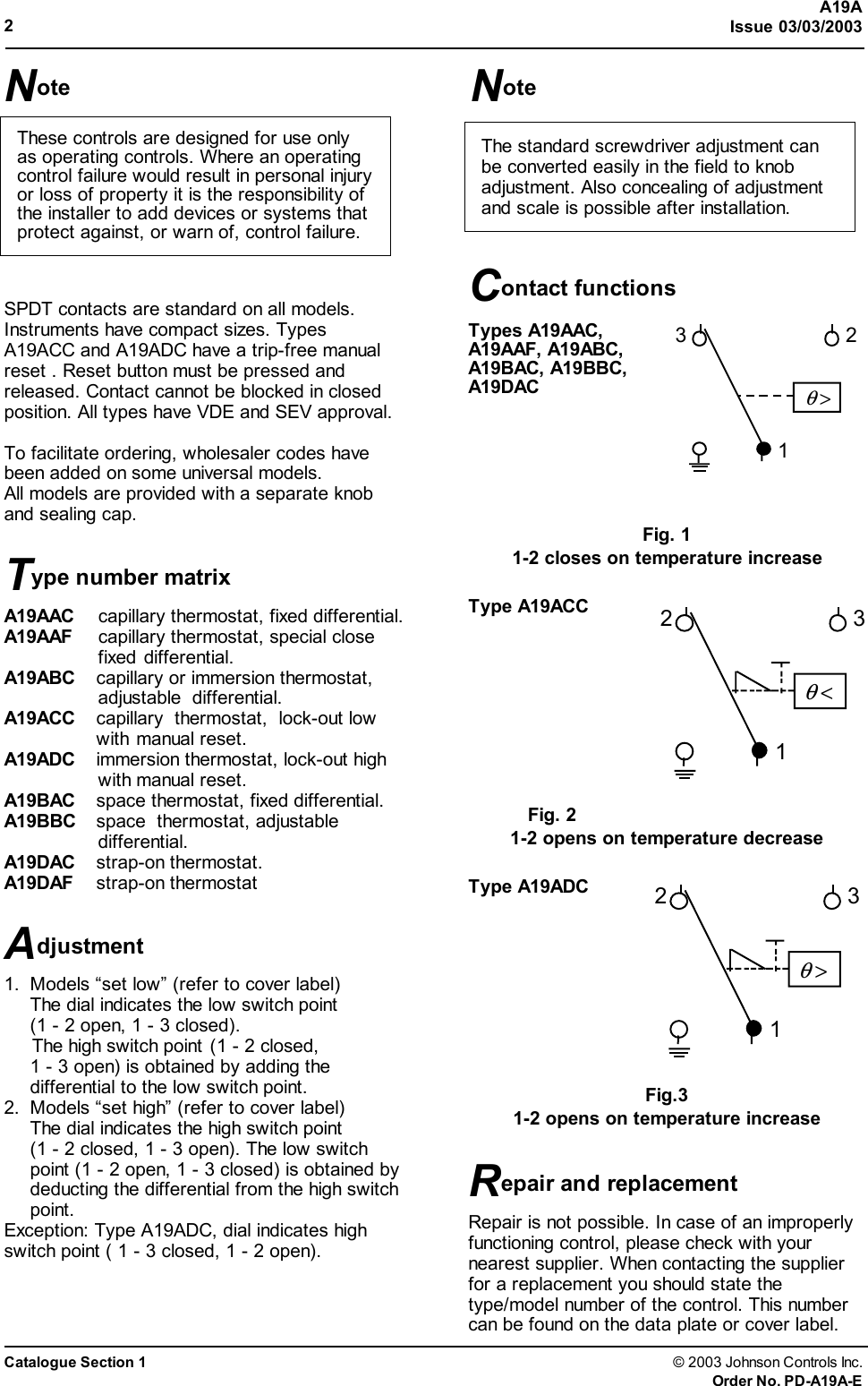 Page 2 of 10 - Johnson-Controls Johnson-Controls-A19A-Users-Manual- PDA19AE  Johnson-controls-a19a-users-manual