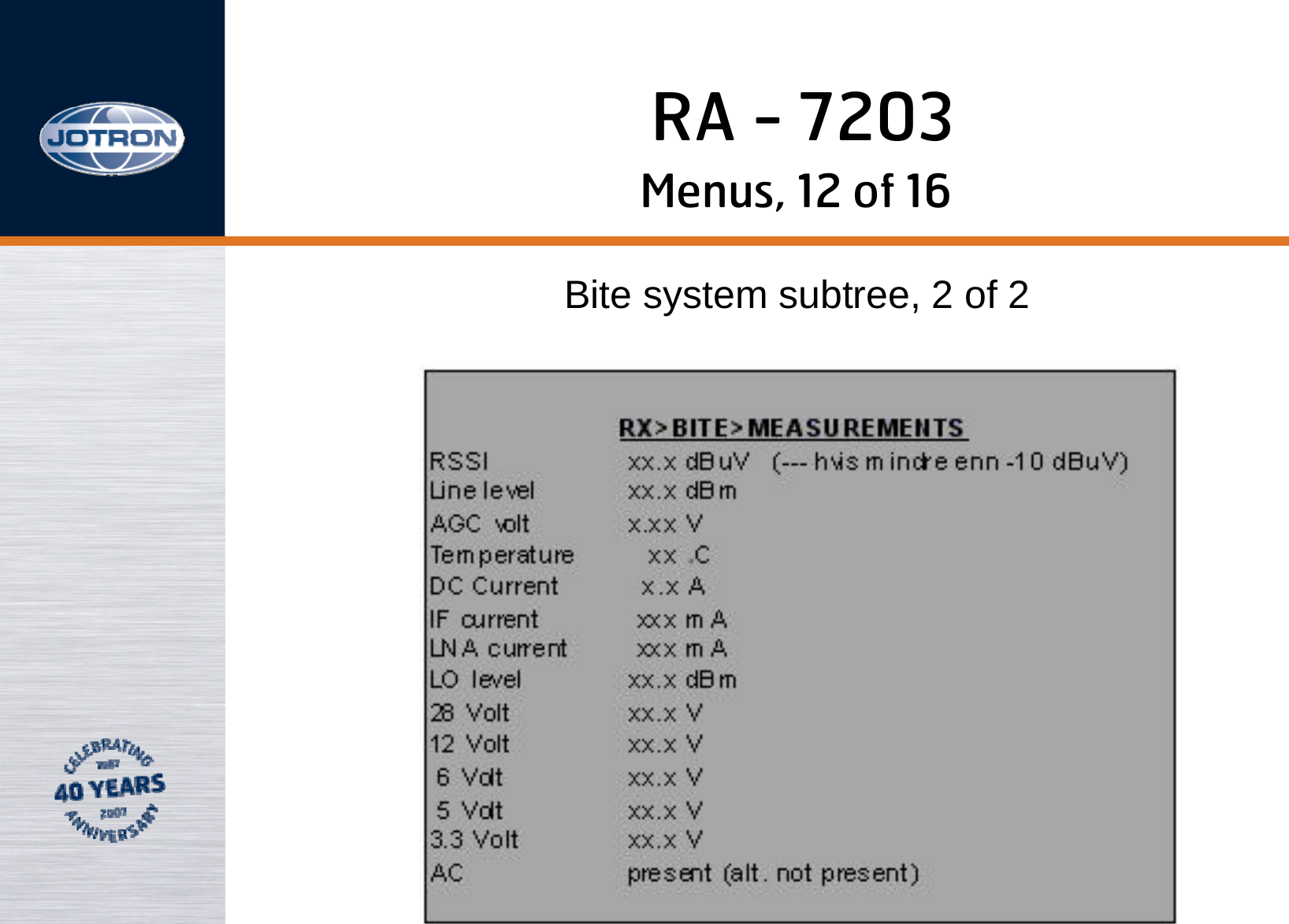 RA - 7203Menus, 12 of 16Bite system subtree, 2 of 2