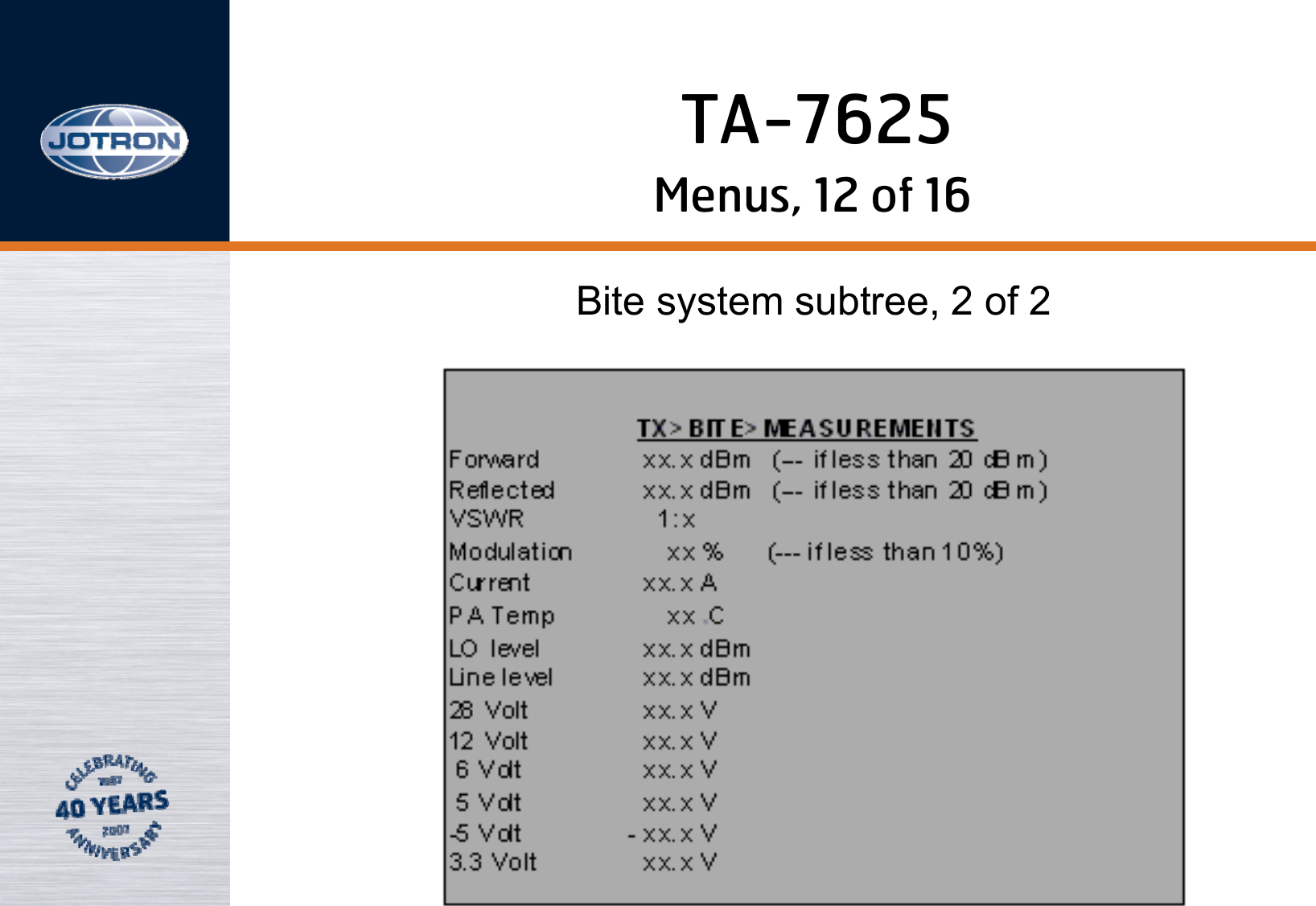 Menus, 12 of 16Bite system subtree, 2 of 2TA-7625