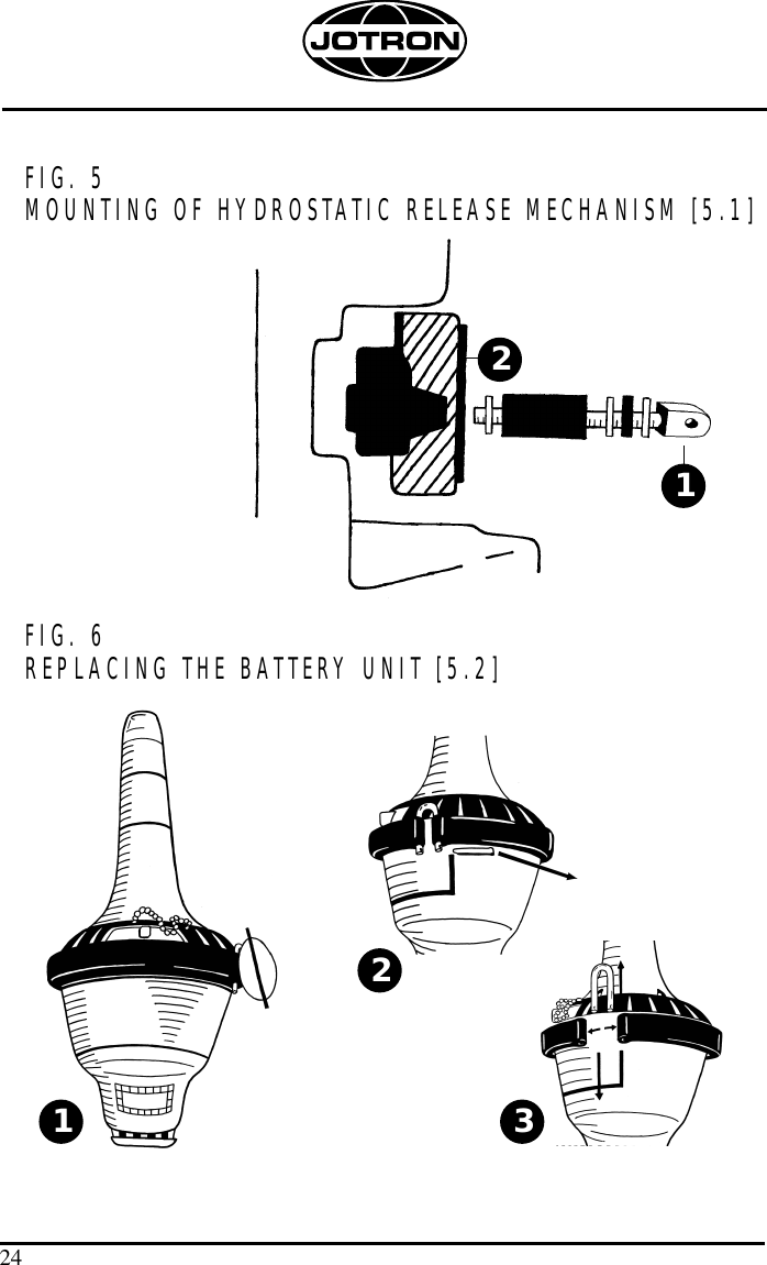 2412312FIG. 5  MOUNTING OF HYDROSTATIC RELEASE MECHANISM [5.1]FIG. 6 REPLACING THE BATTERY UNIT [5.2]